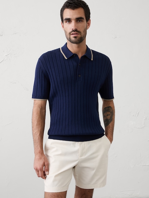 POLO EN TRICOT À CÔTES LARGES