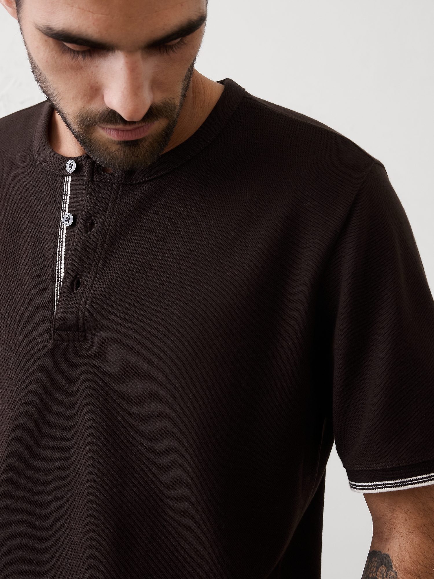Image number 3 showing, Standard-Fit Textured Tipped Henley