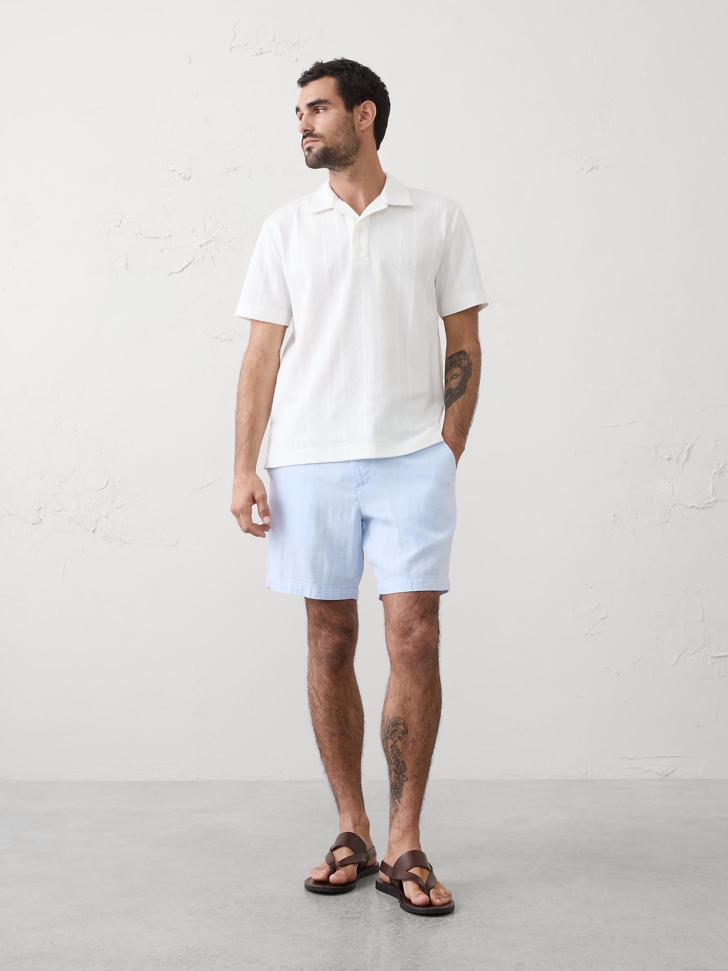 Image number 1 showing, Slim-Fit 7" Linen-Blend Short
