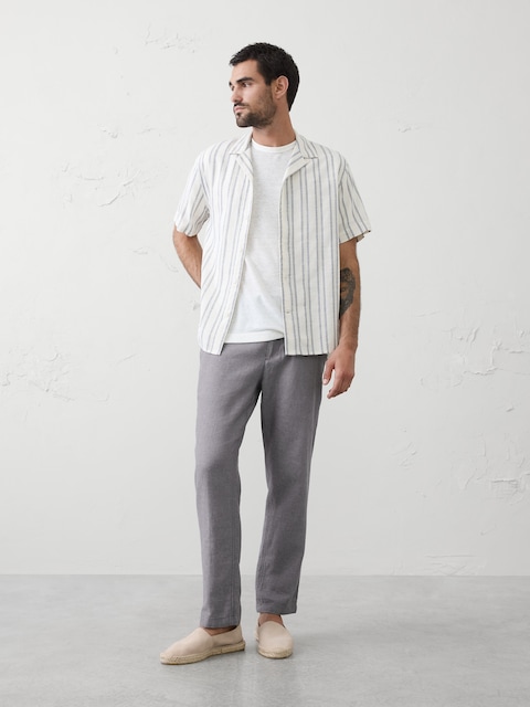Slim-Straight Linen-Blend Trouser