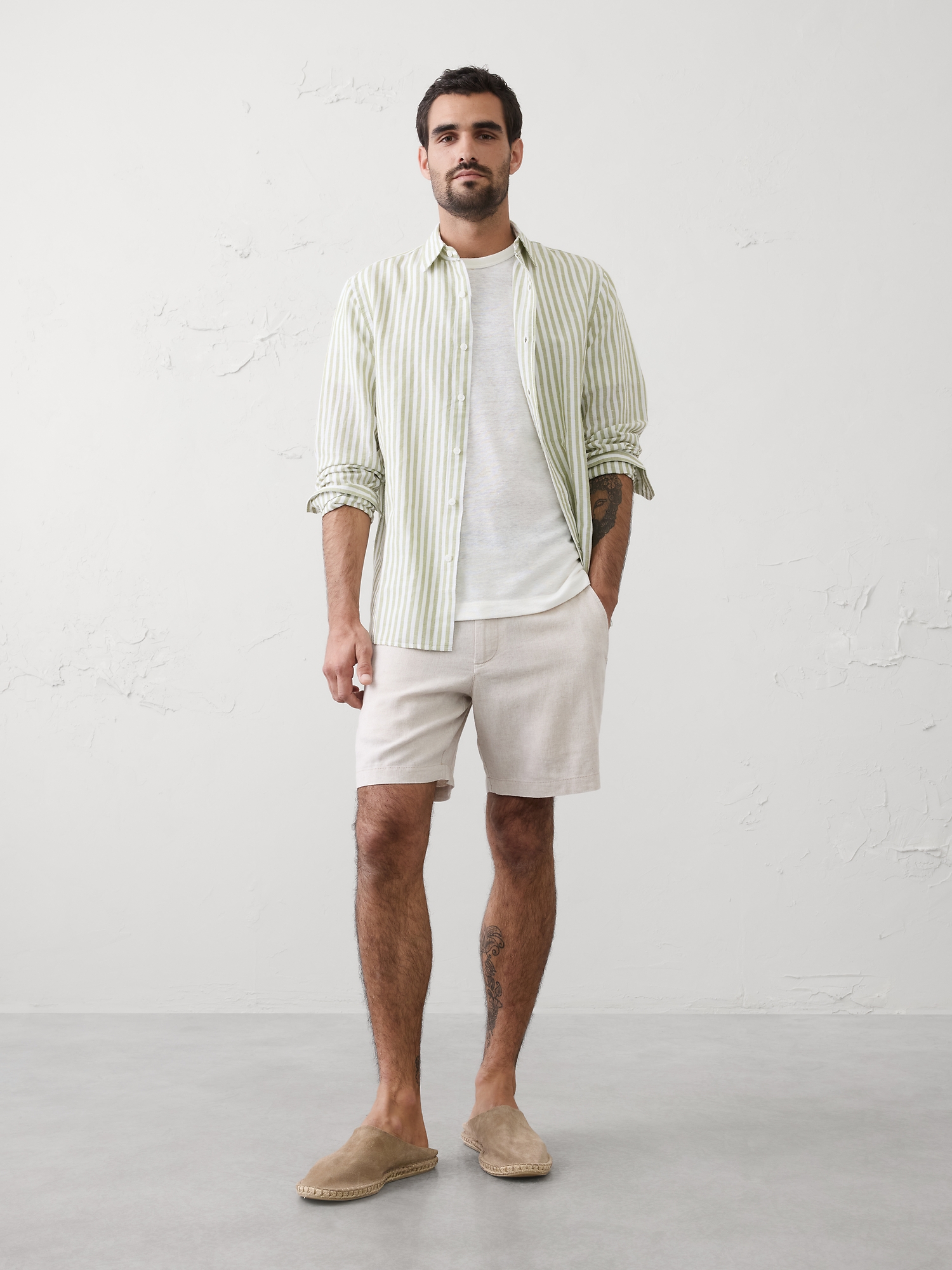 Image number 1 showing, Slim-Fit Linen-Blend Shirt