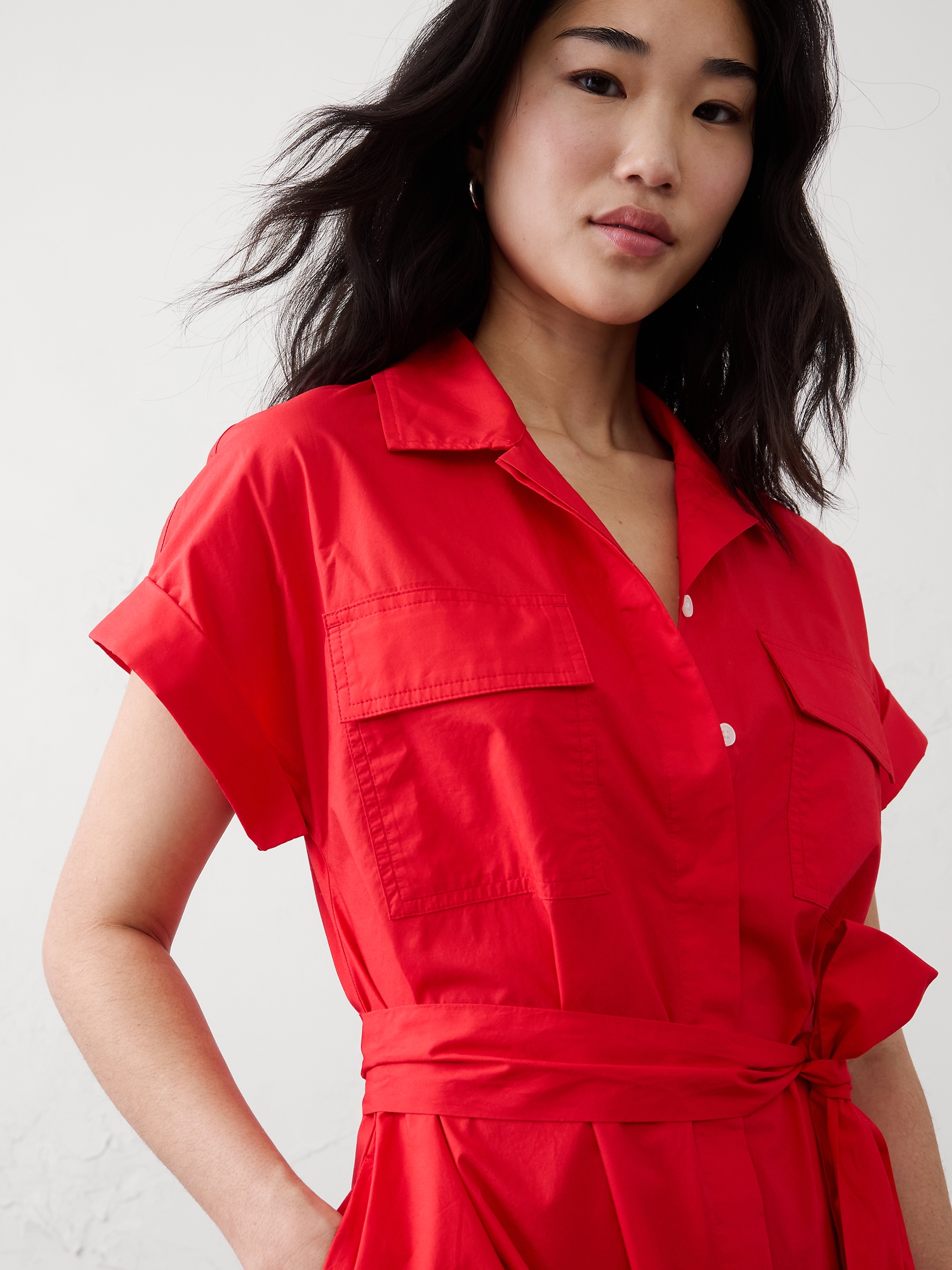 Image number 3 showing, Poplin Utility Midi Shirtdress
