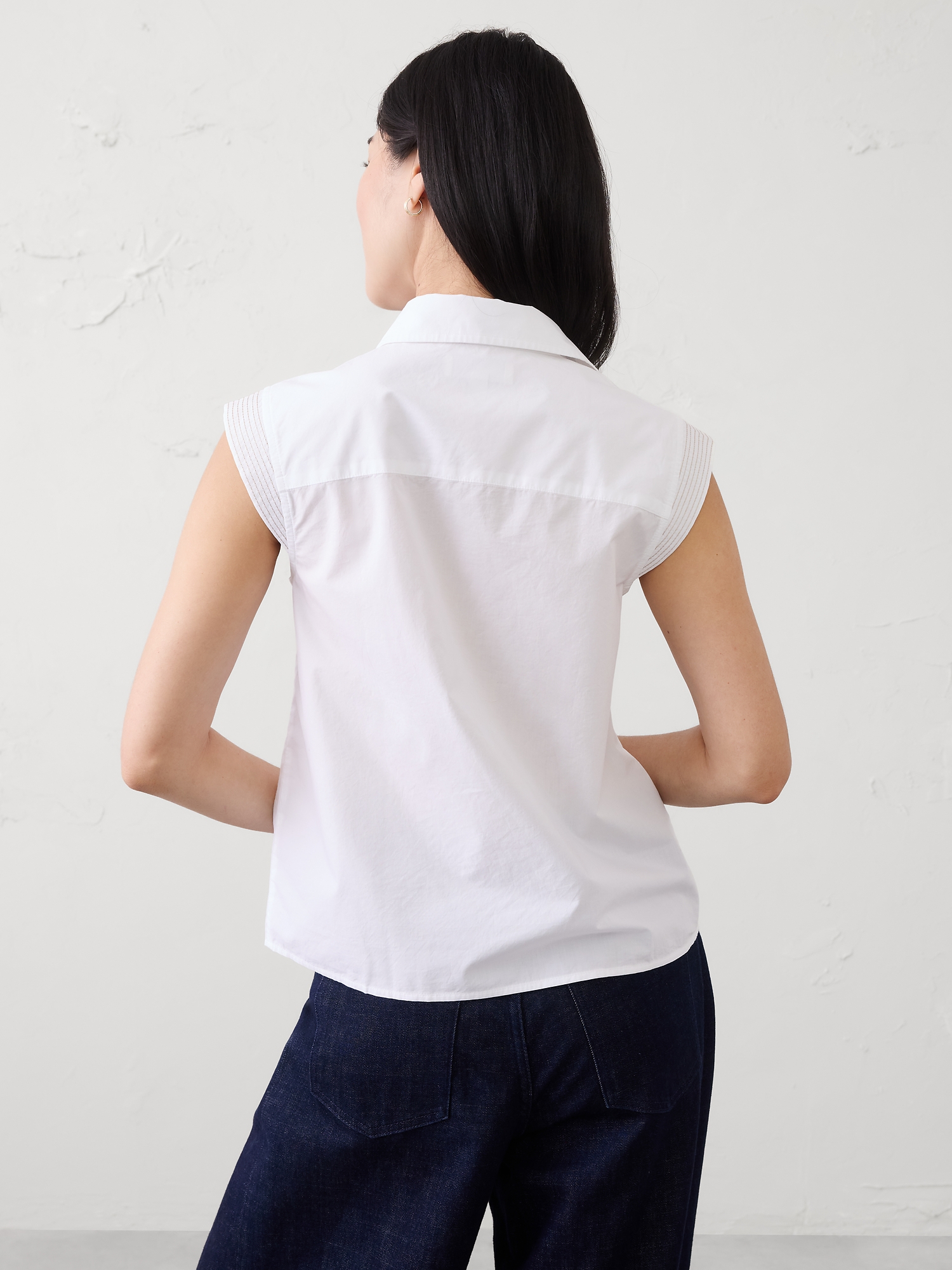 L'image numéro 8 présente Chemise à mancherons trapunto en denim