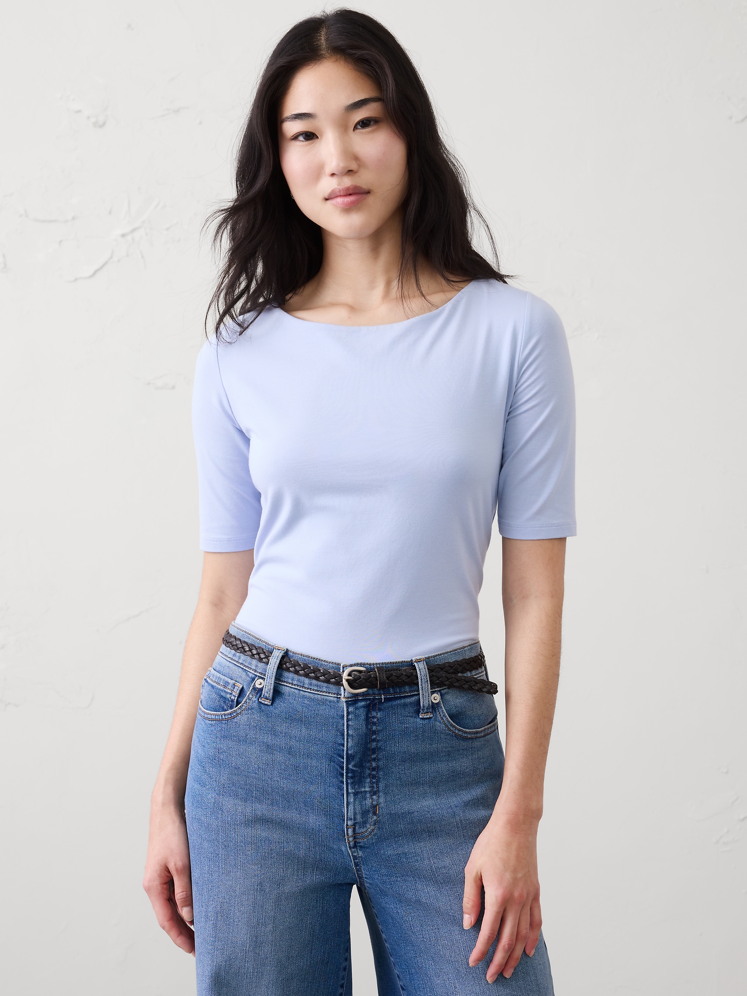 Image number 1 showing, Soft Stretch Elbow-Sleeve Top