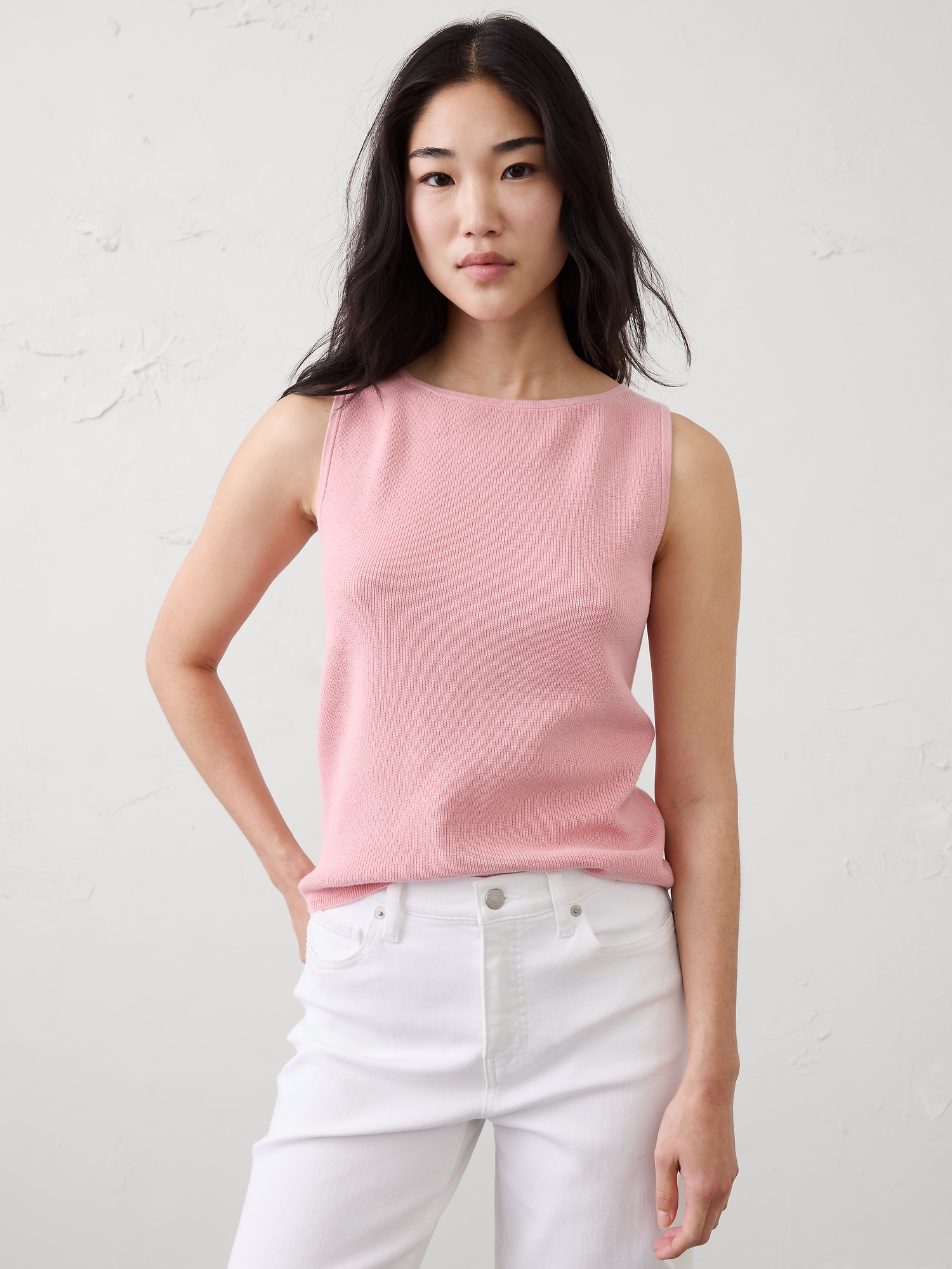 Image number 1 showing, Cotton Boatneck Sweater Tank
