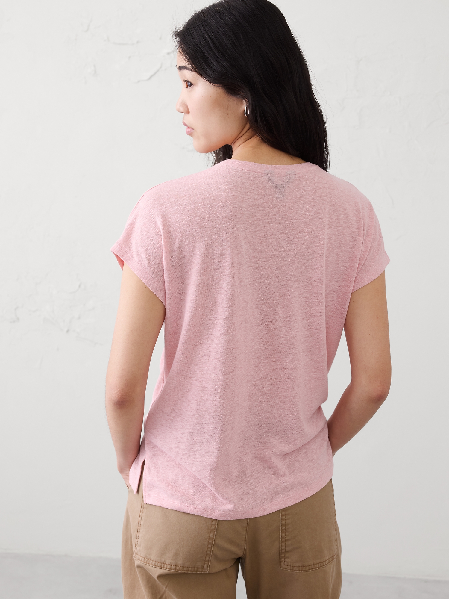 Image number 2 showing, Linen-Blend Cap-Sleeve T-Shirt