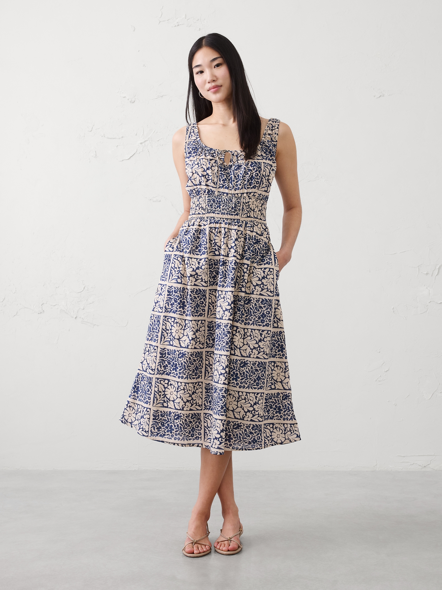 Image number 1 showing, Smocked Waist Midi Dress