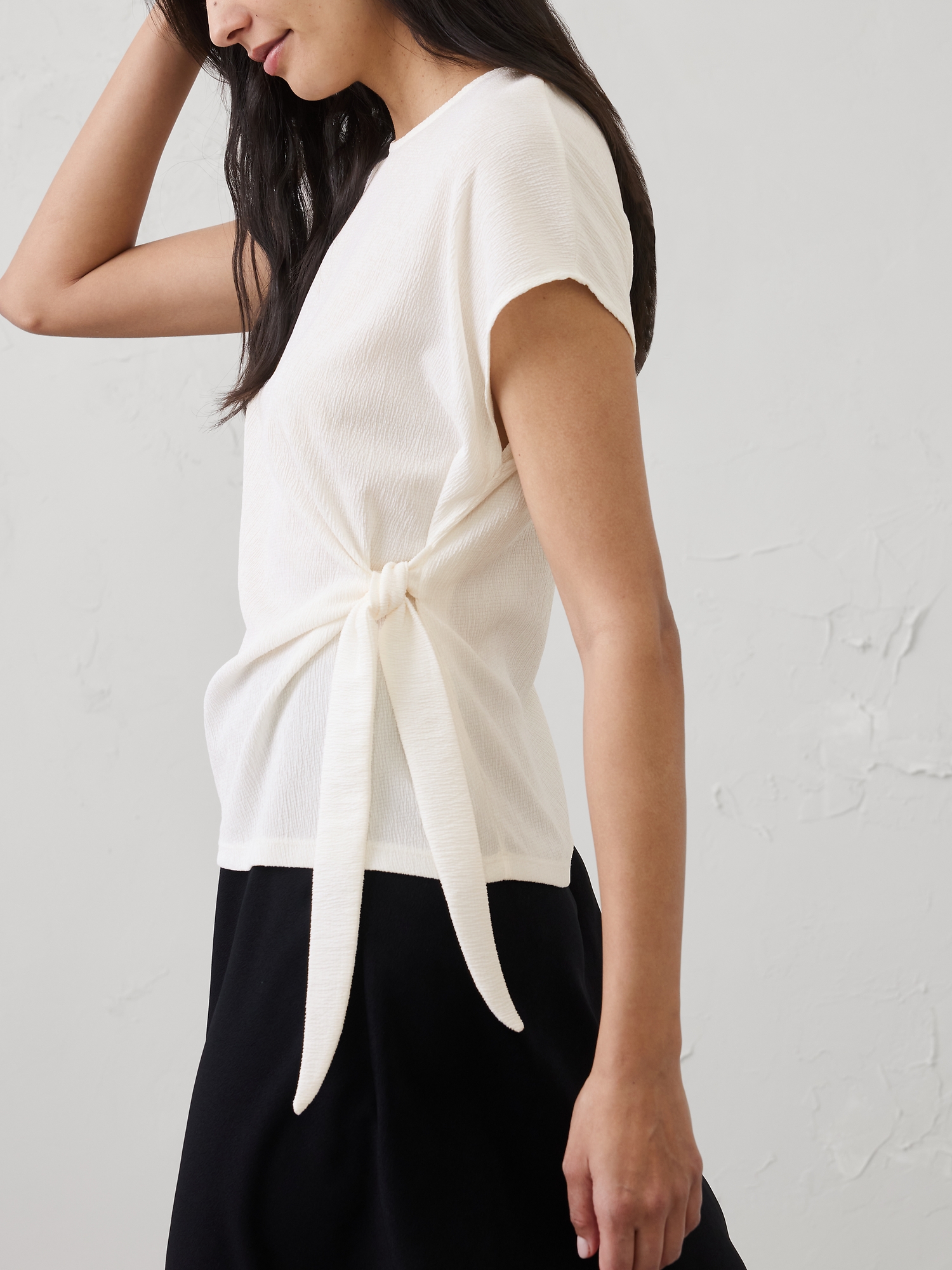 Image number 3 showing, Textured Smocked Side-Tie Top