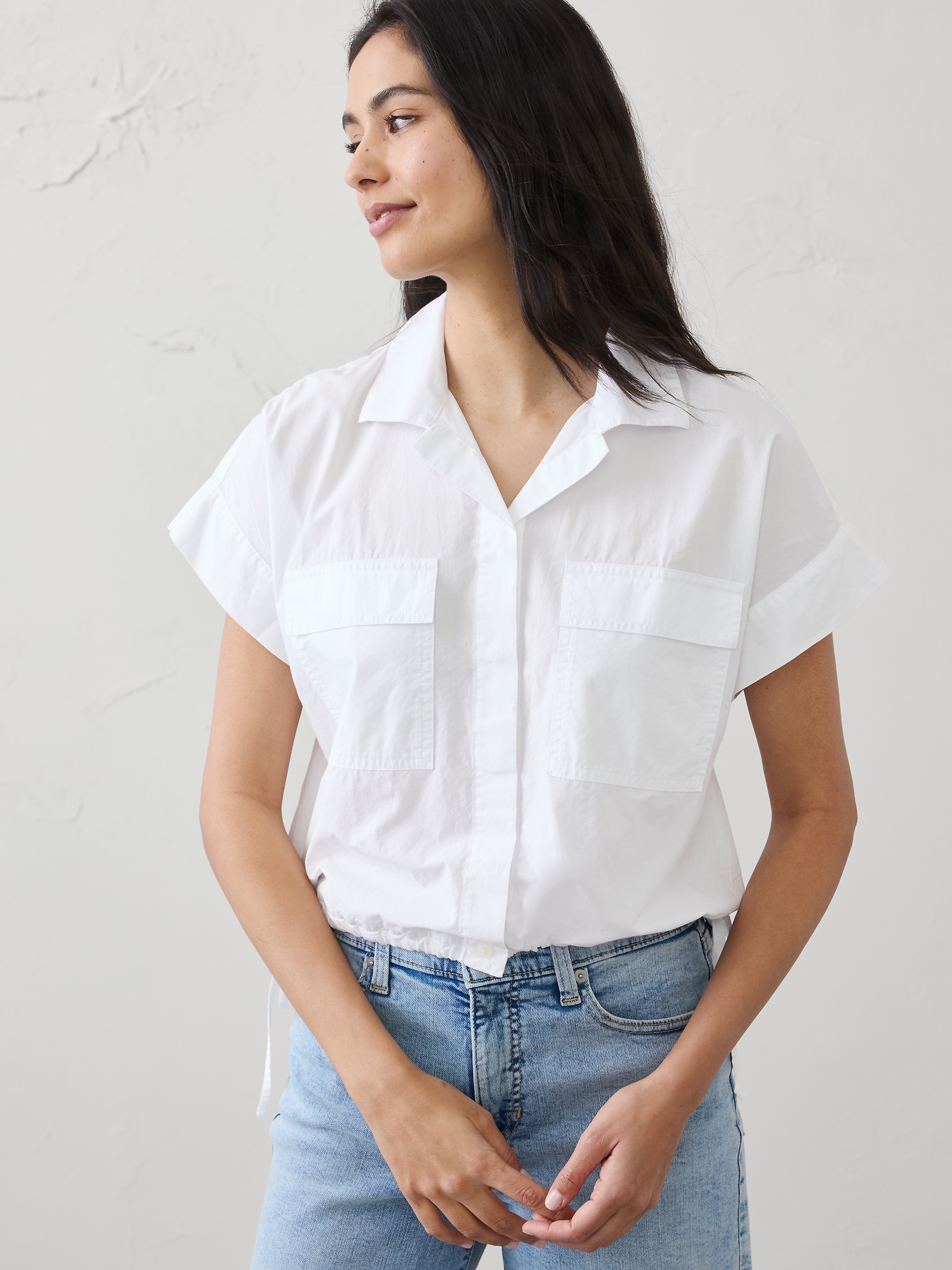 Image number 1 showing, Drawstring-Hem Shirt