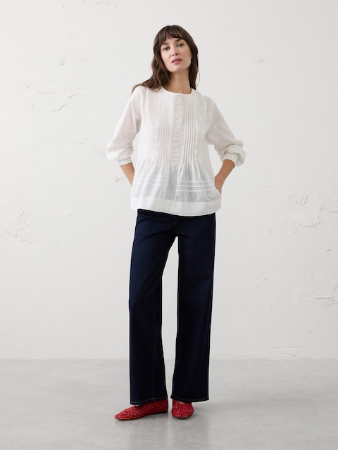 Pintuck Button-Back Top