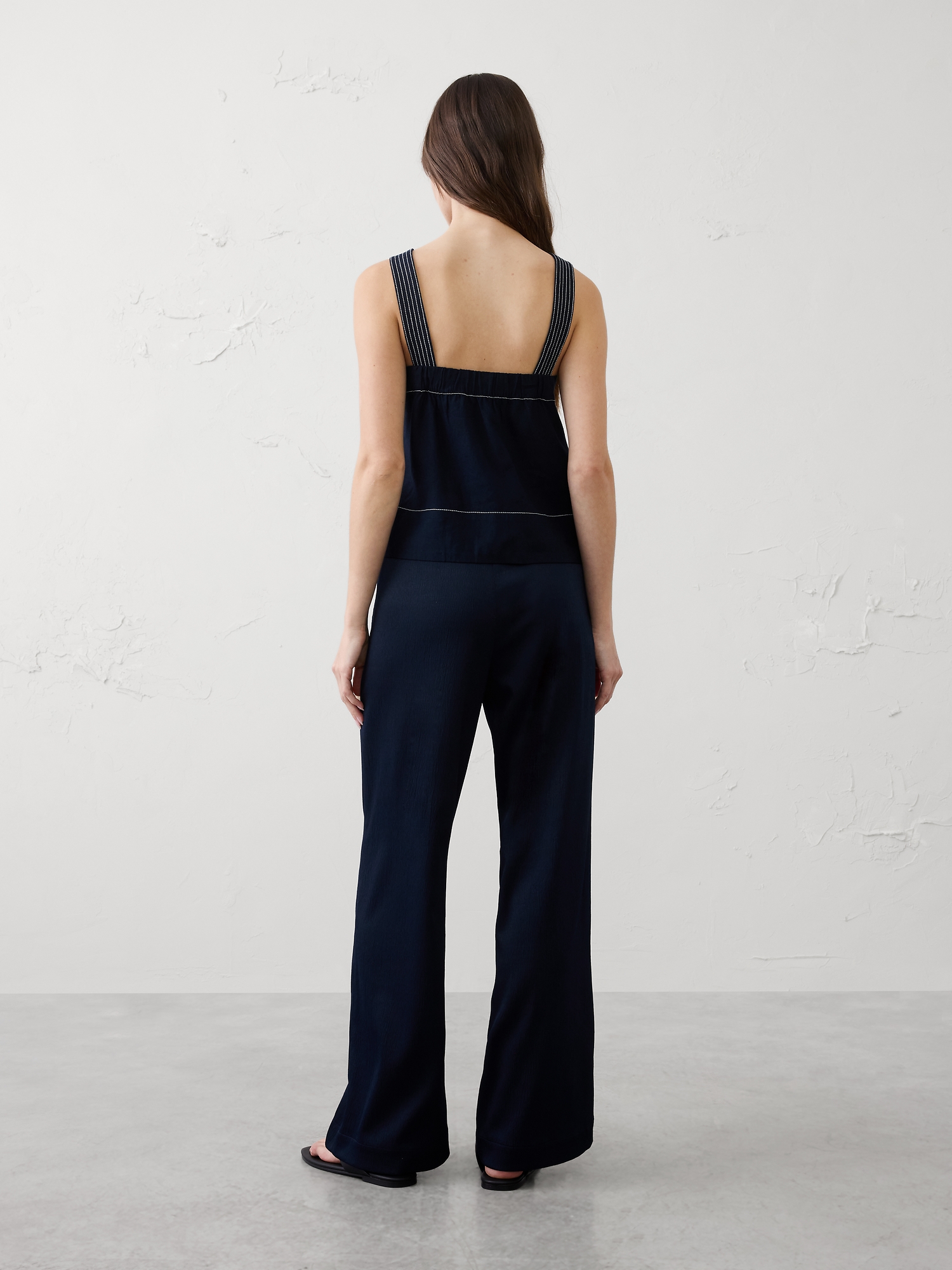 Image number 2 showing, Wide-Leg High-Rise Crinkle Satin Pull-On Pant
