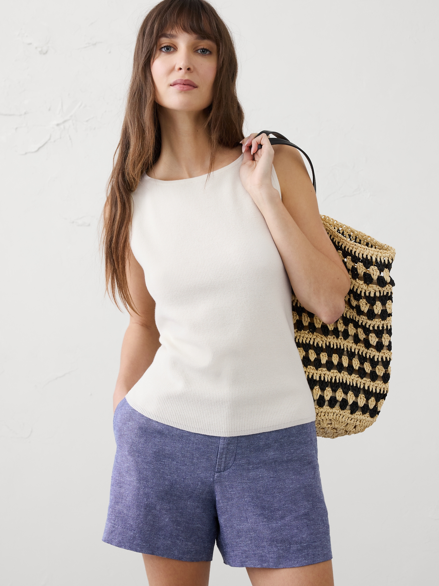 Image number 1 showing, Cotton Boatneck Sweater Tank