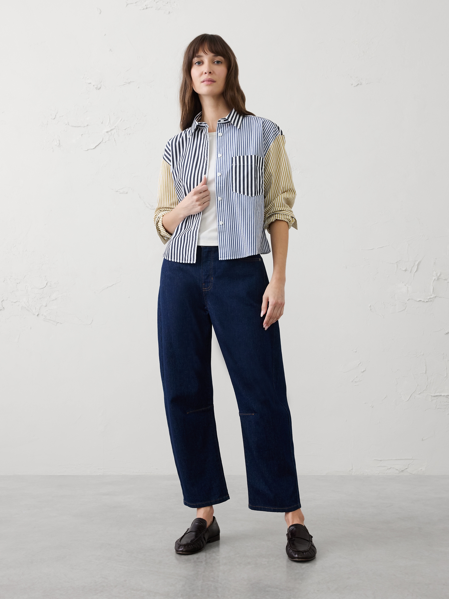 Image number 1 showing, Mixed Stripes Cropped Shirt