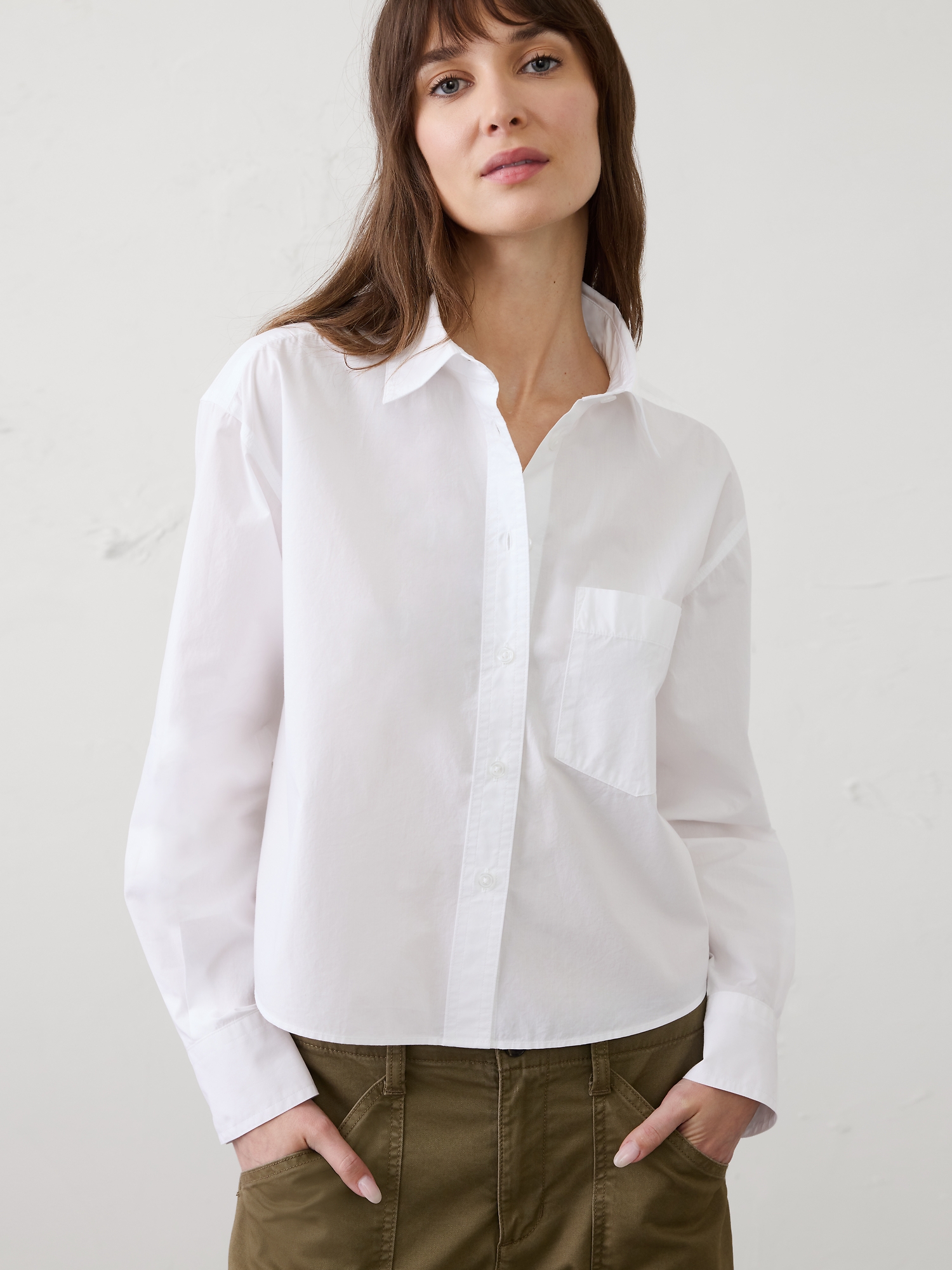 Image number 1 showing, Cotton Cropped Shirt