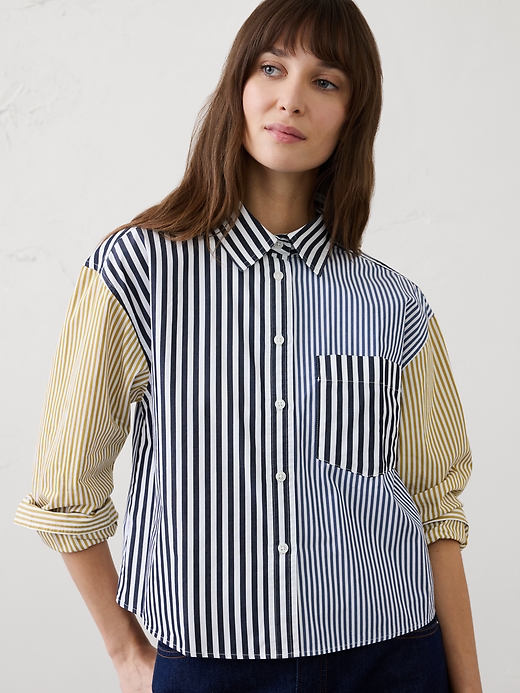 Mixed Stripes Cropped Shirt | Banana Republic Factory
