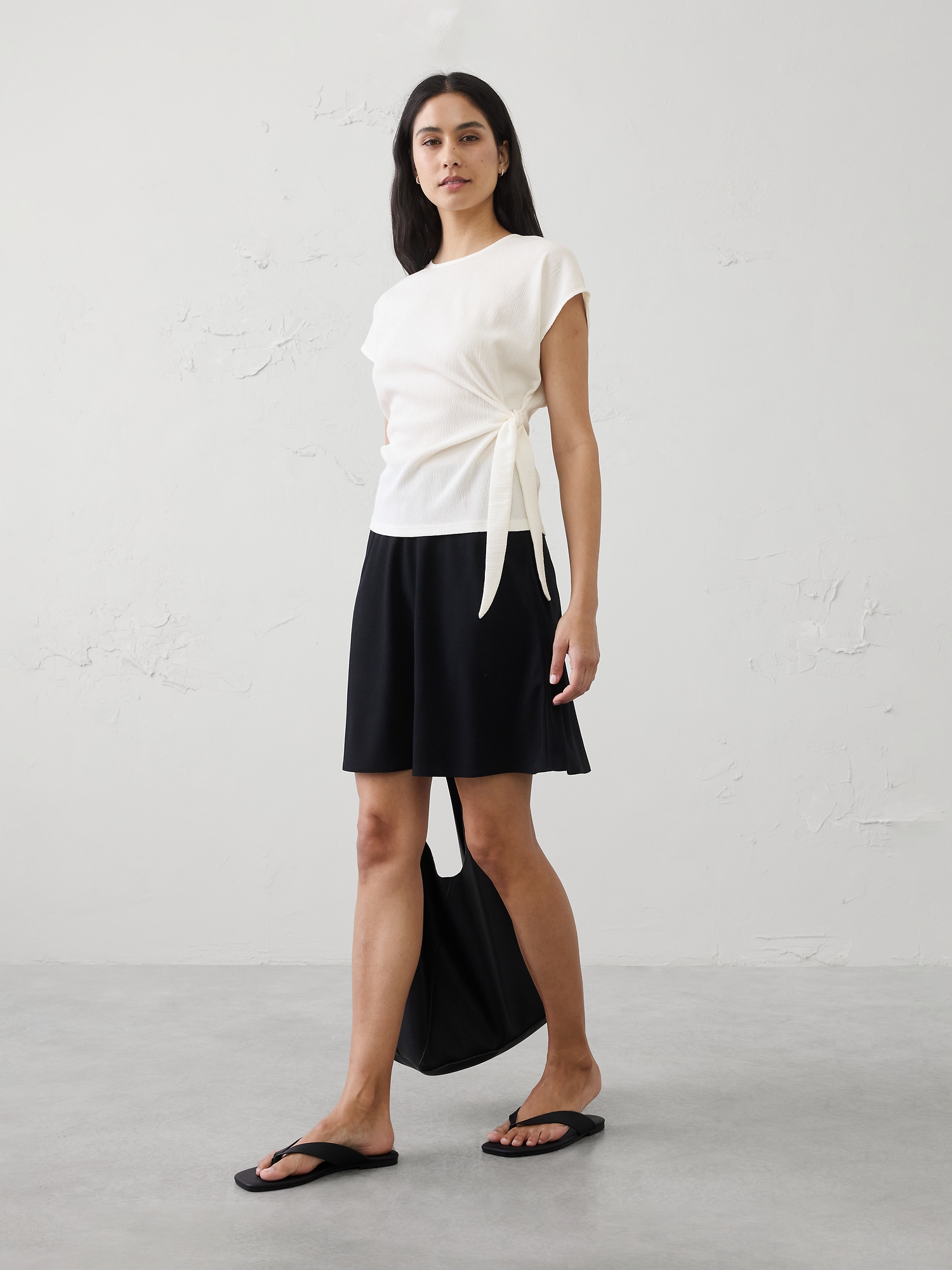 Image number 1 showing, Textured Smocked Side-Tie Top