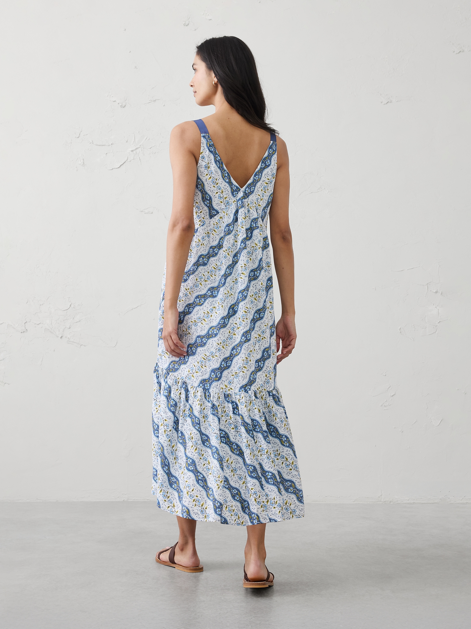 Image number 2 showing, Silky Slub Empire-Tiered Midi Dress