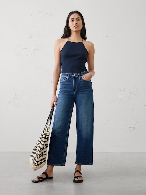 Ribbed Strappy Racer-Back Top