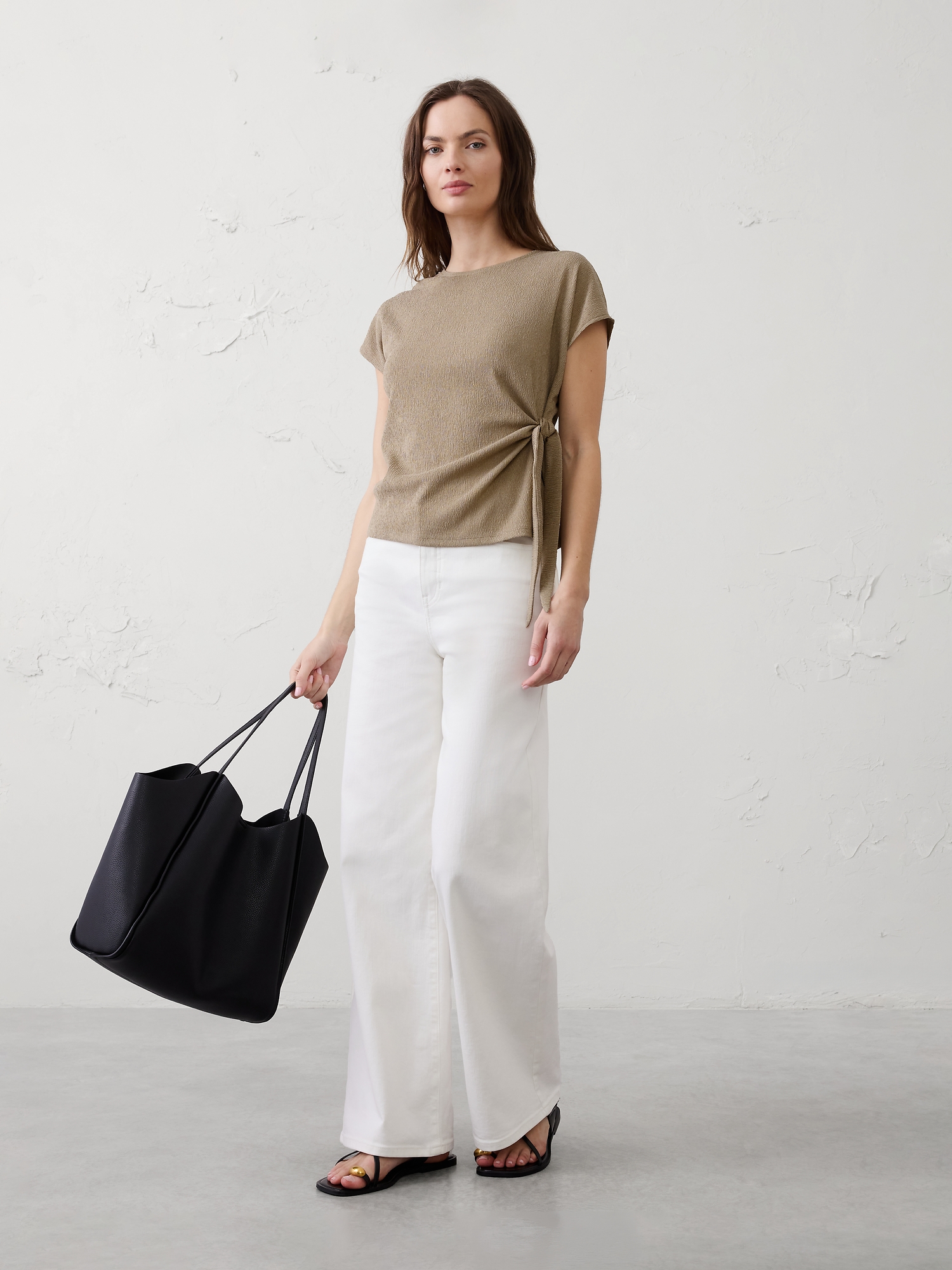 Image number 1 showing, Textured Smocked Side-Tie Top