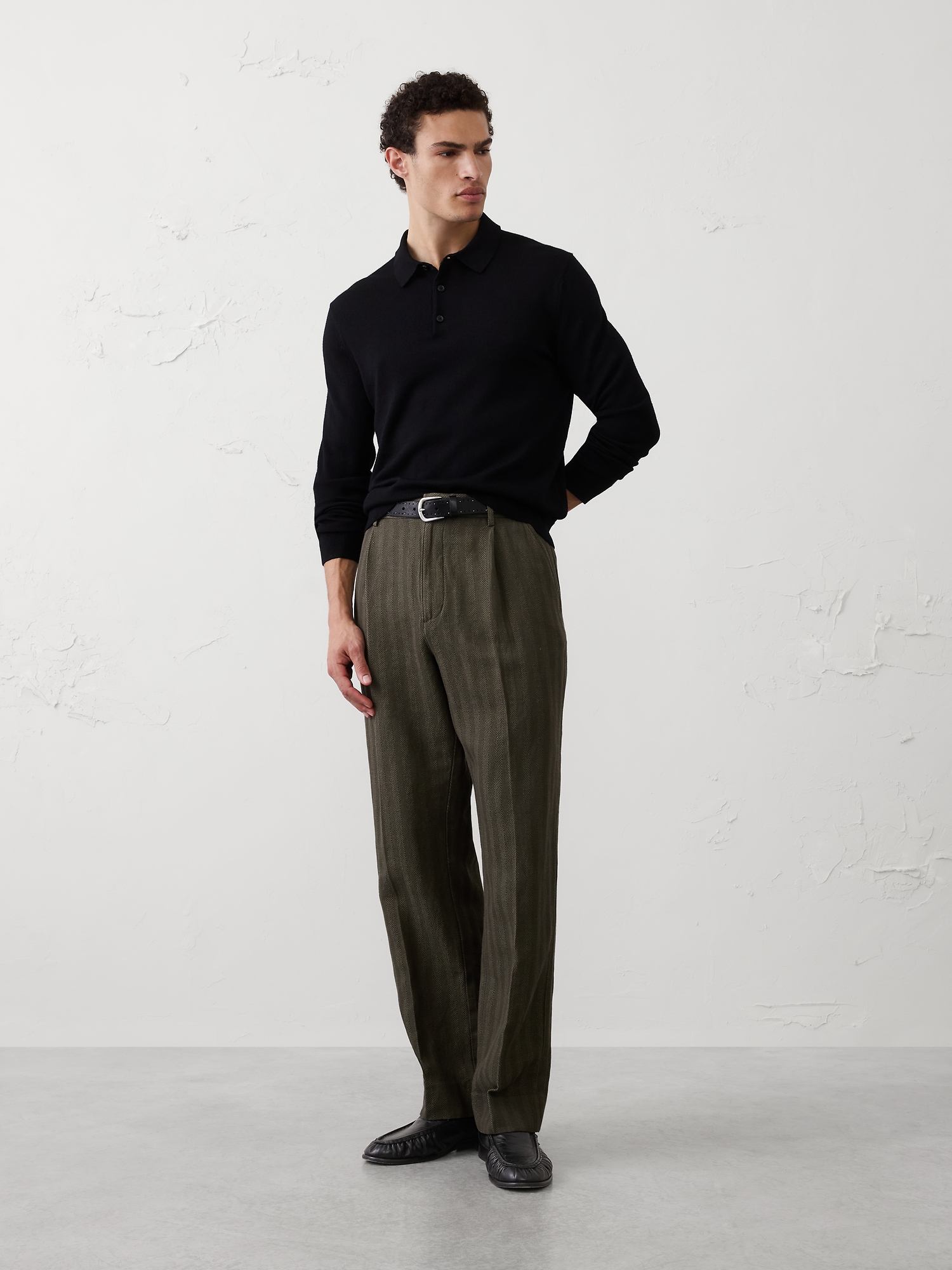 Image number 1 showing, Relaxed-Fit Wide-Leg Linen-Blend Pant