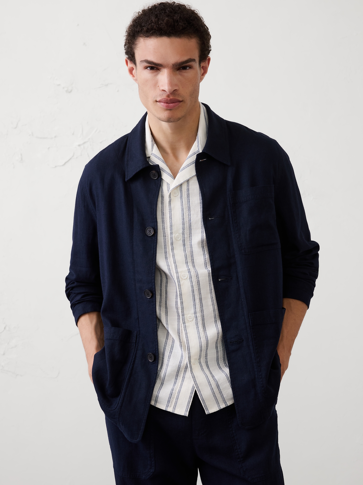 Image number 3 showing, Linen-Blend Chore Jacket