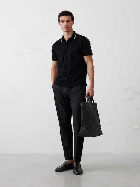 Standard-Fit Luxe Touch Button-Down Polo