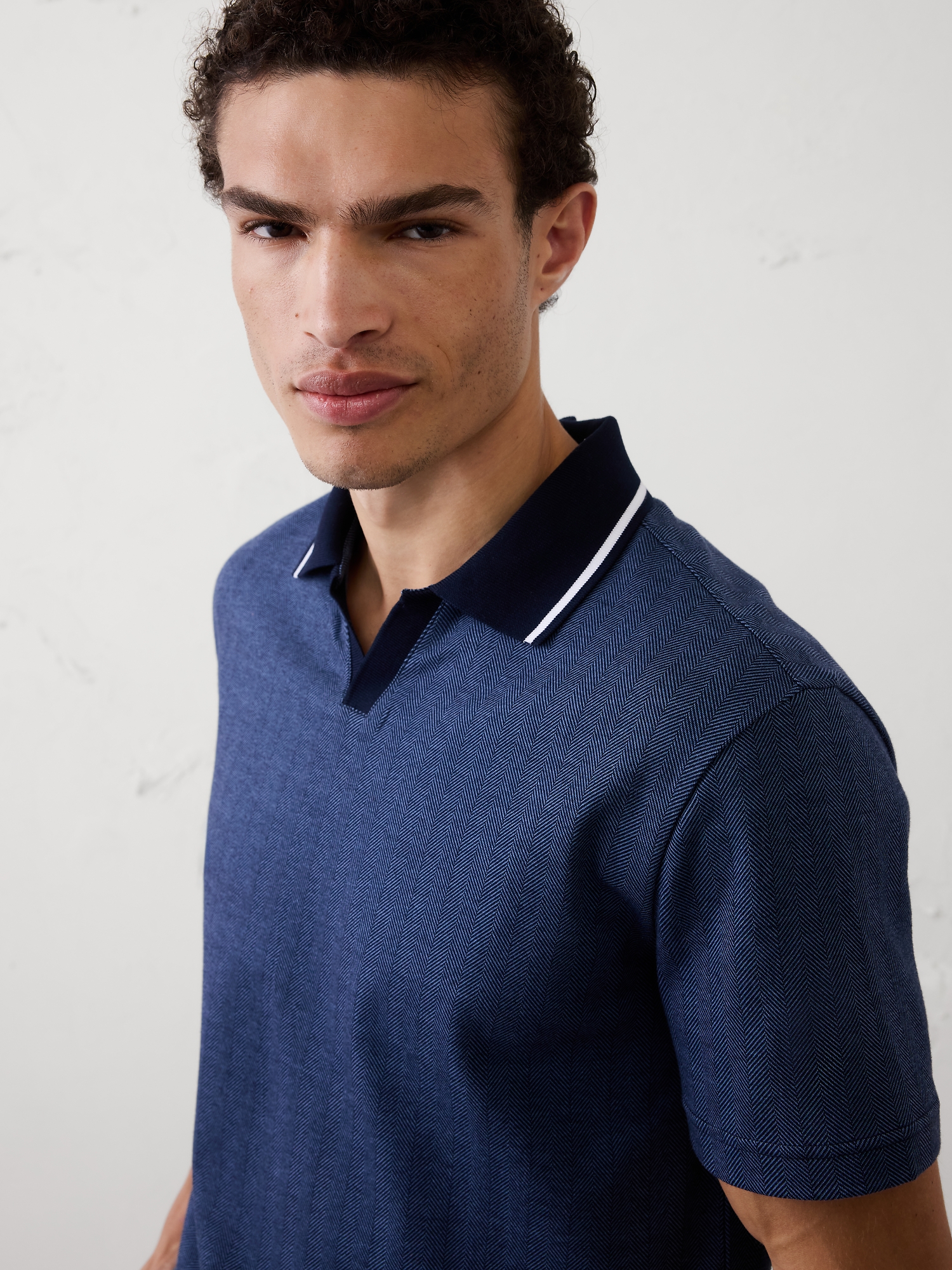 Image number 3 showing, Standard-Fit Luxe Touch Johnny-Collar Polo