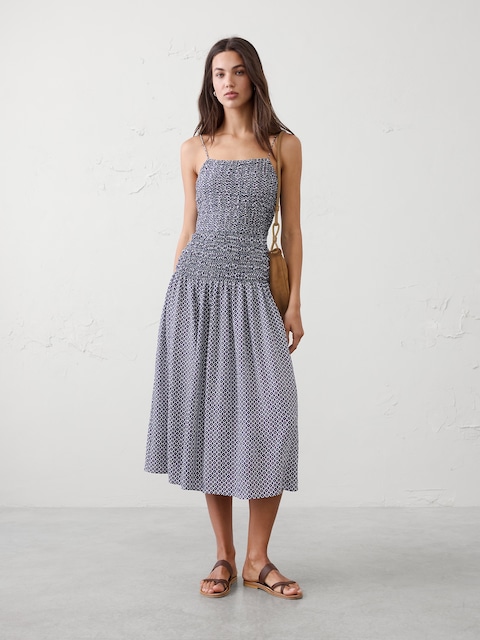 Smocked Strappy Maxi Dress
