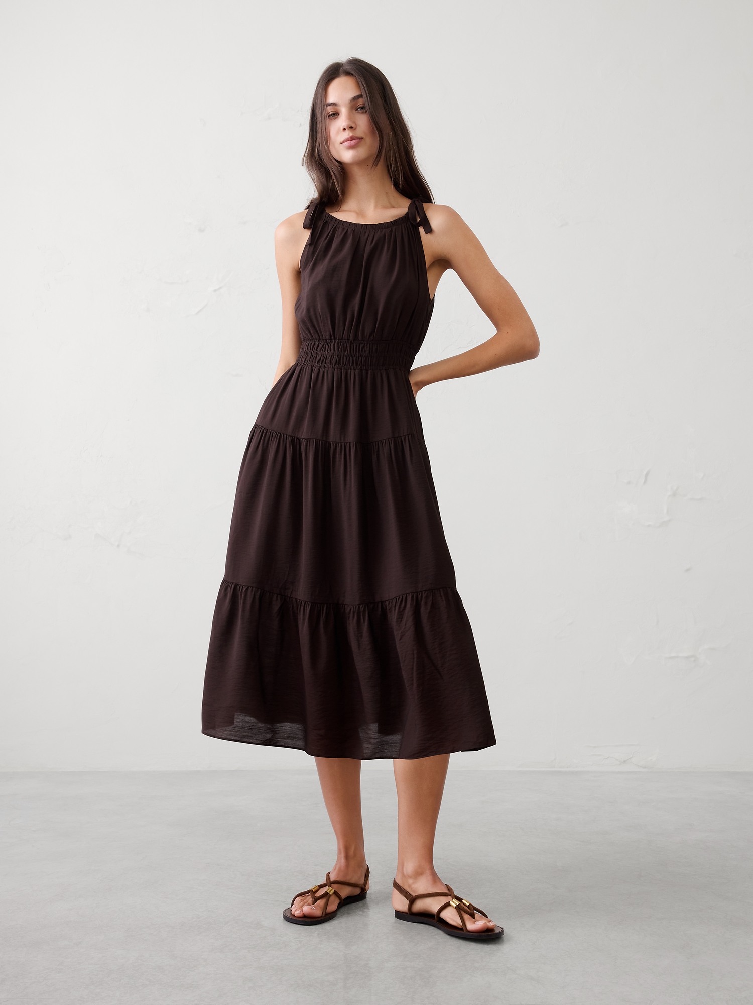 Image number 1 showing, Tied-Shoulder Maxi Dress