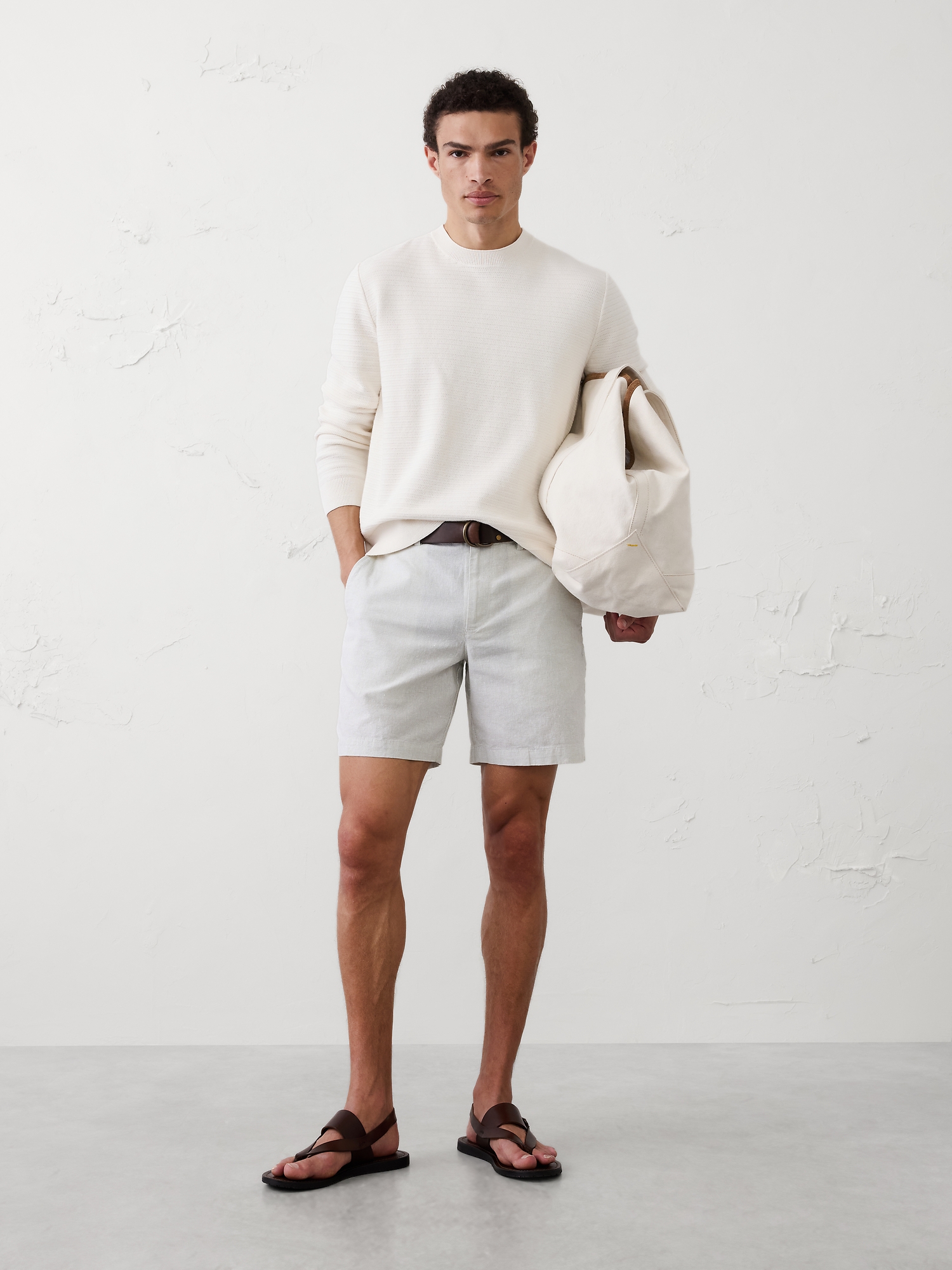 Image number 1 showing, Slim-Fit 7" Linen-Blend Short