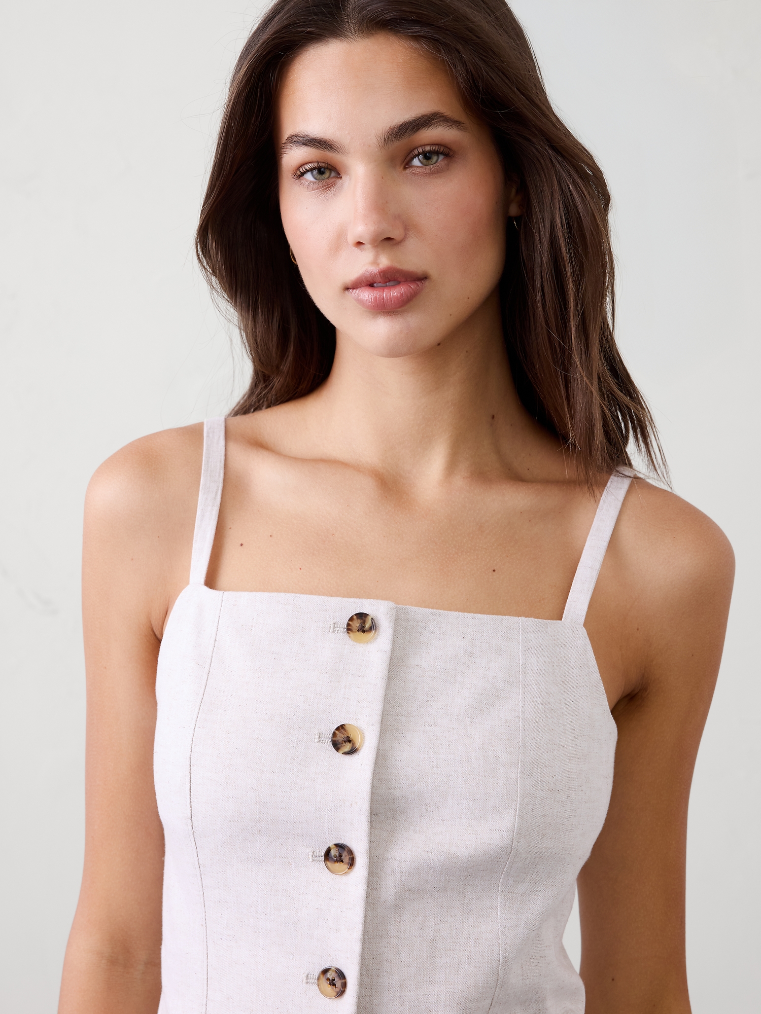 Image number 3 showing, Linen-Blend Square-Neck Cutaway Vest