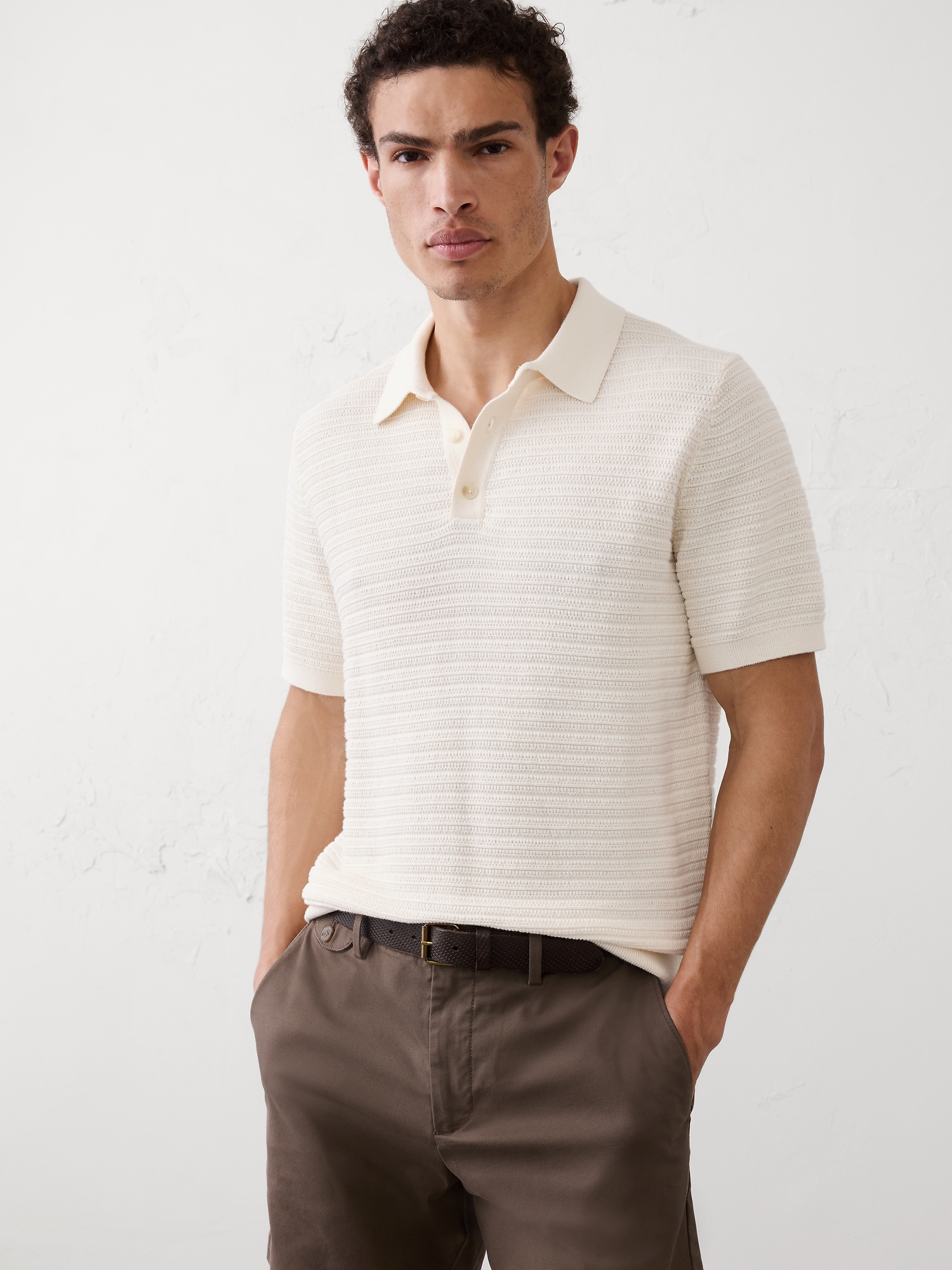 Image number 1 showing, Textured Striped Sweater Polo