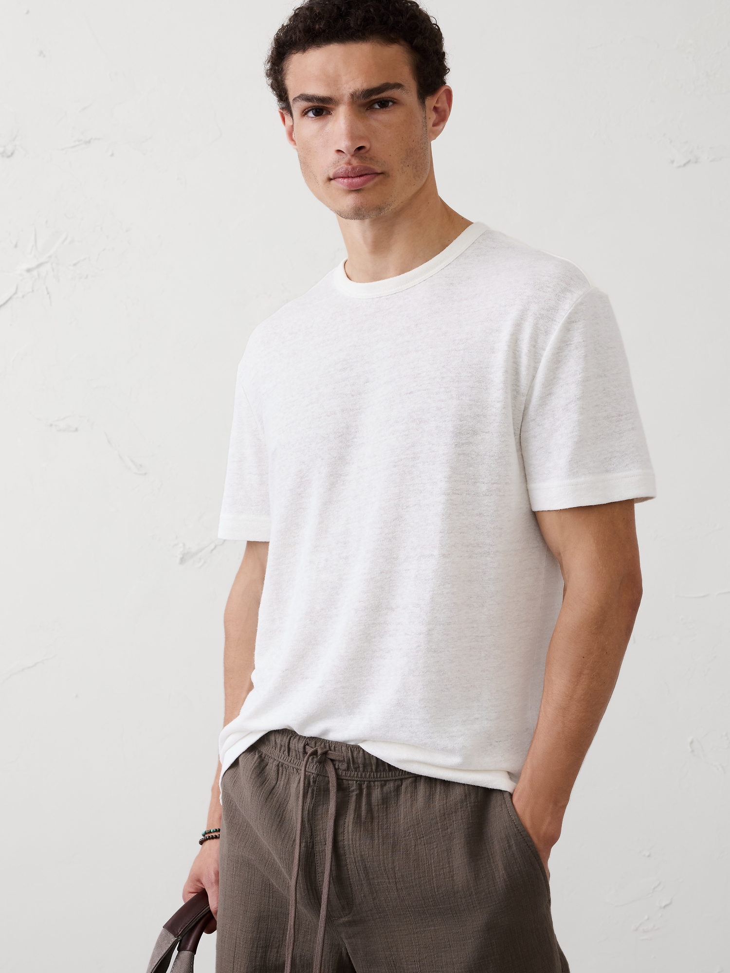 Image number 1 showing, Standard-Fit Linen-Blend T-Shirt