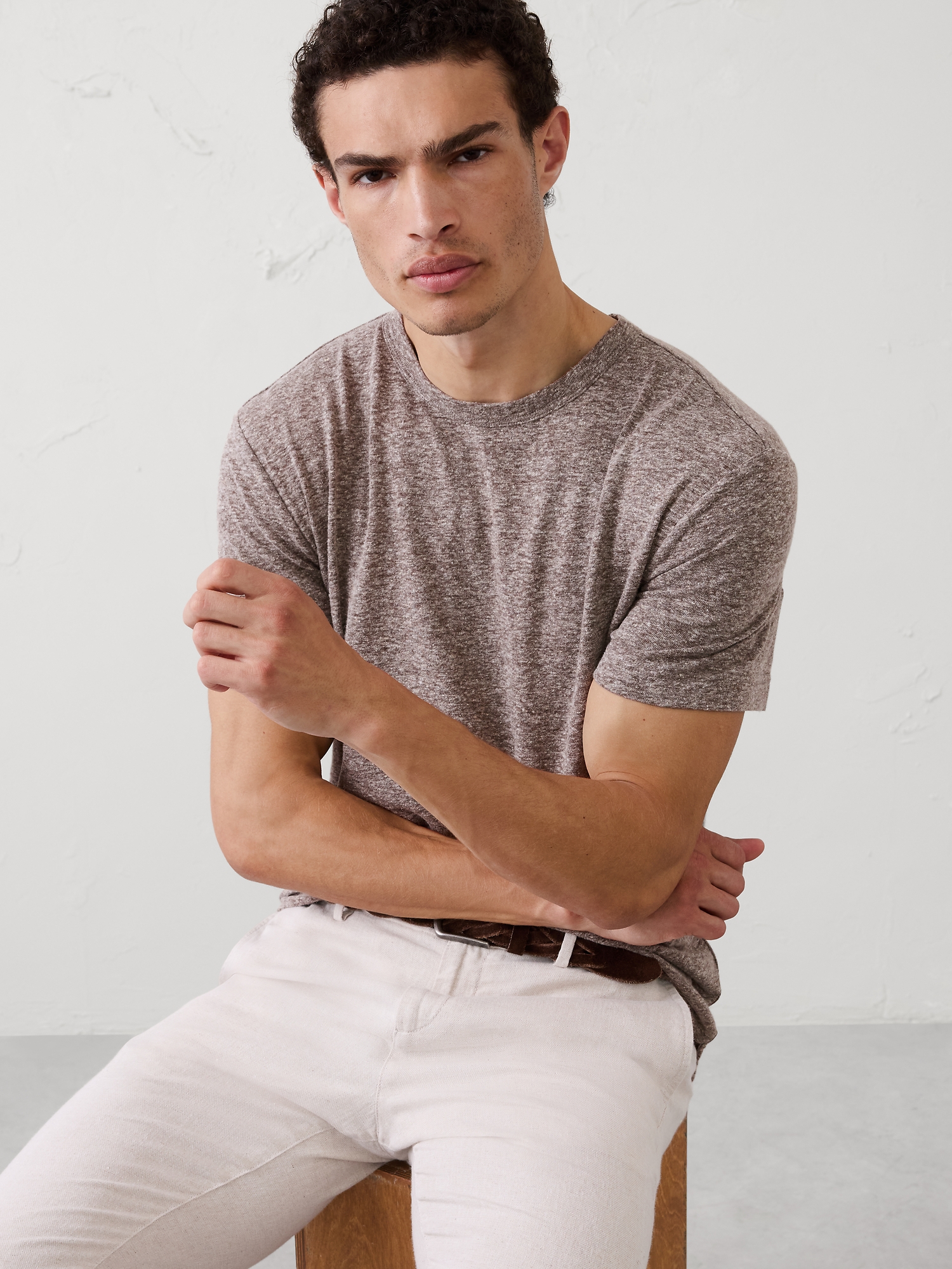 Image number 1 showing, Standard-Fit Linen-Blend T-Shirt