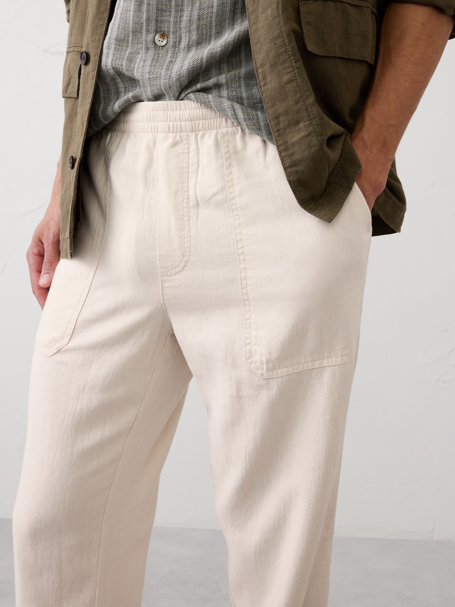 Image number 6 showing, Straight-Fit Linen-Blend Pull-On Pant
