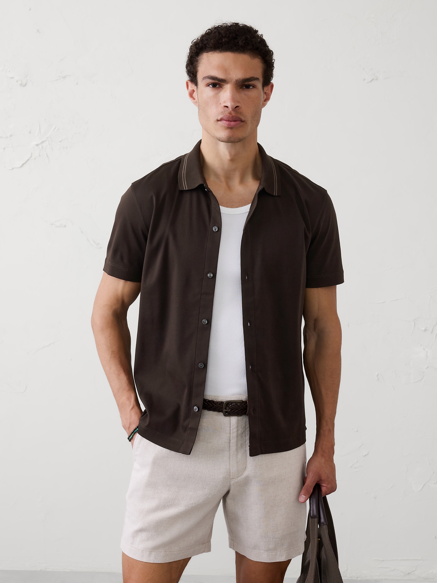 Image number 1 showing, Standard-Fit Luxe Touch Button-Down Polo