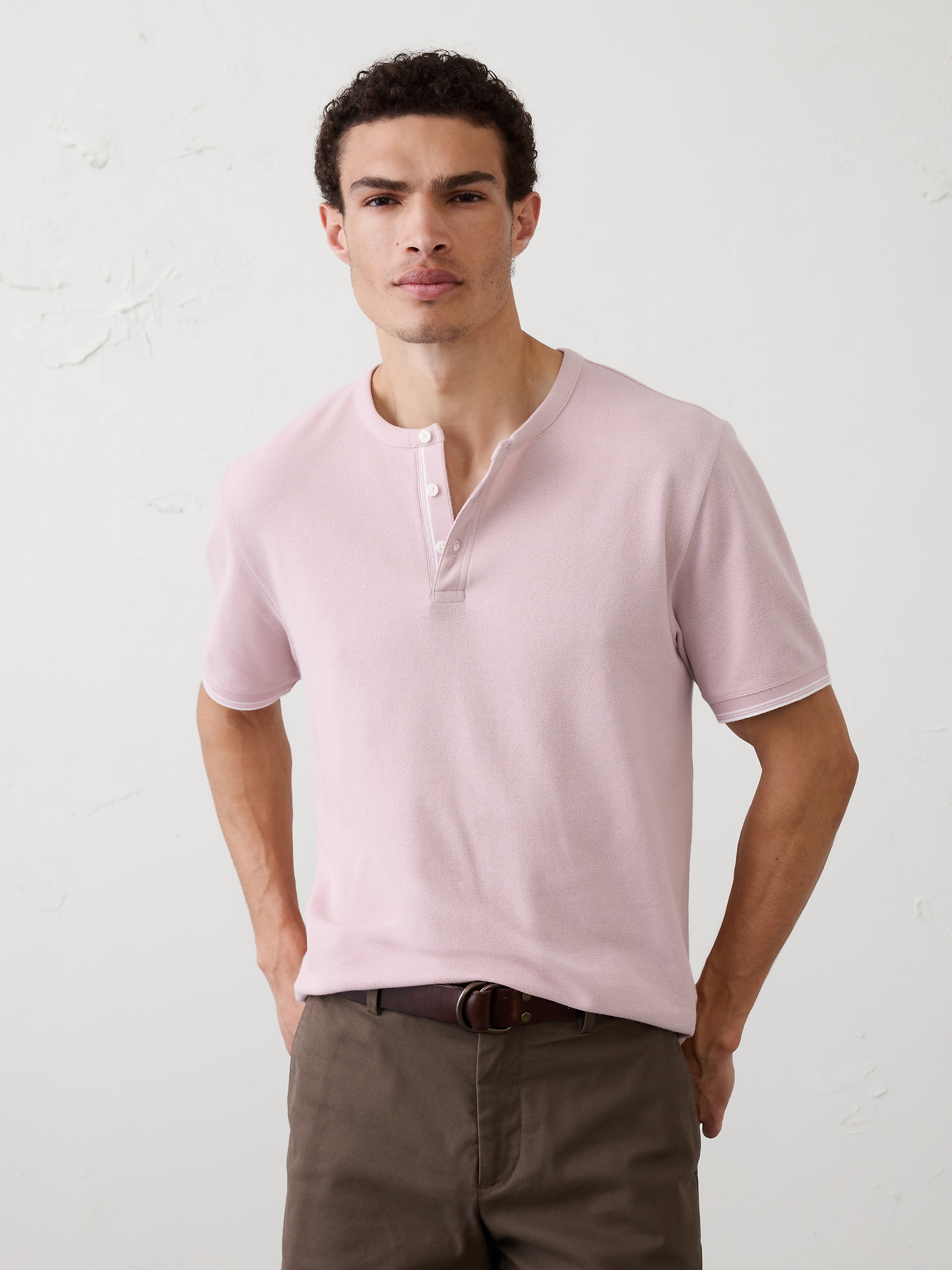 Image number 1 showing, Standard-Fit Textured Tipped Henley
