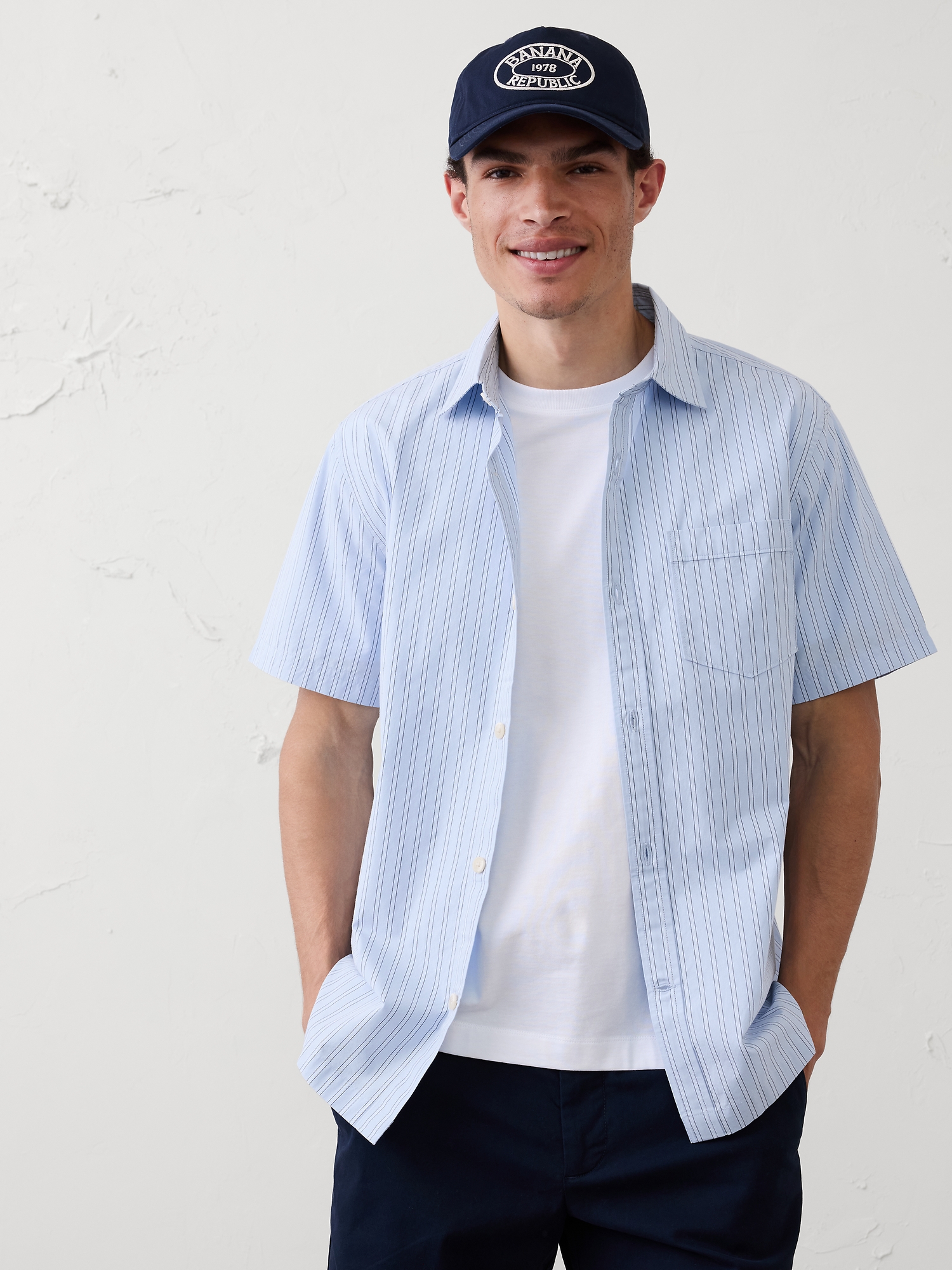 Image number 1 showing, Relaxed-Fit Striped Poplin Shirt