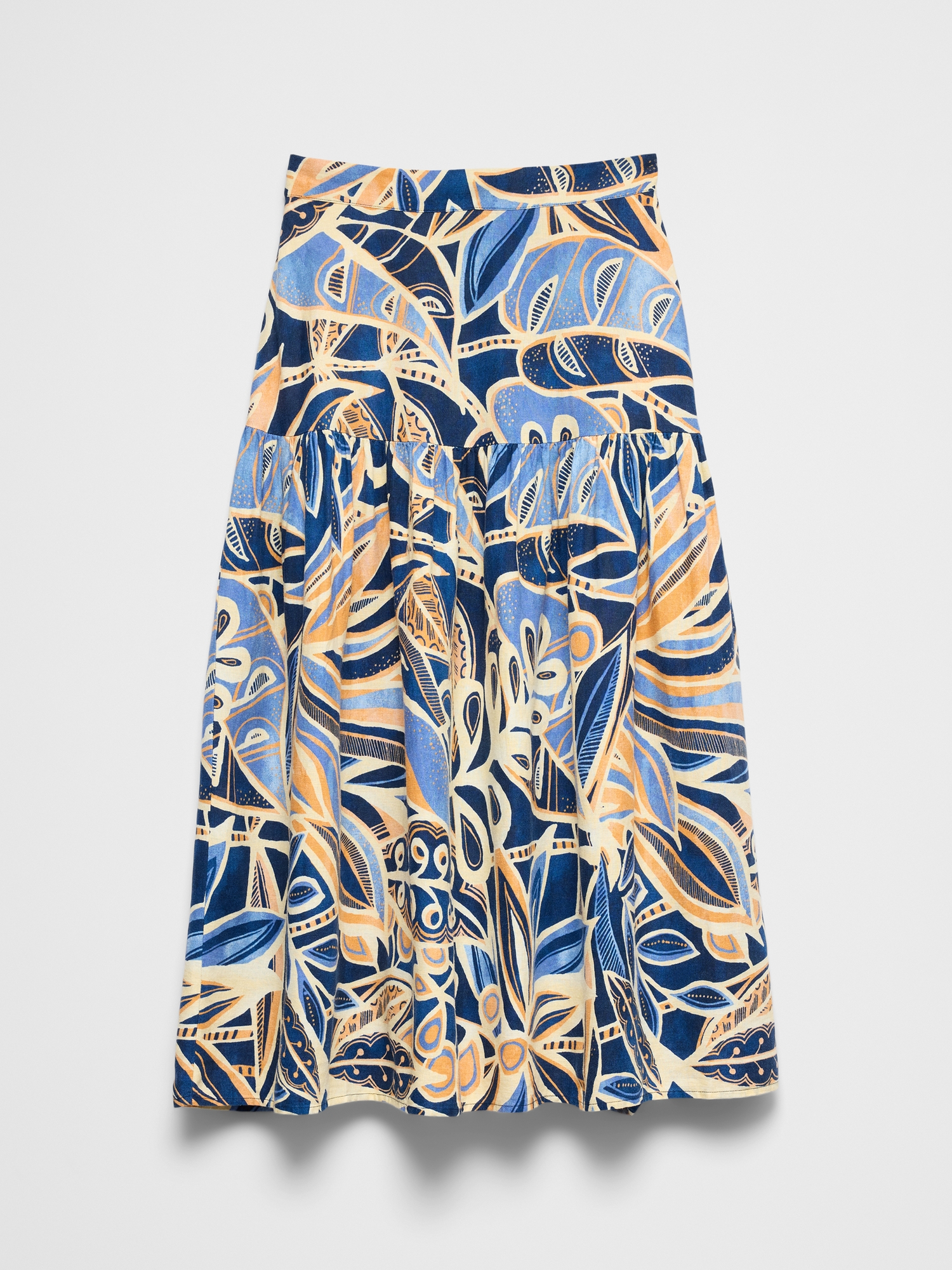 Image number 4 showing, Linen-Blend Tiered Midi Skirt