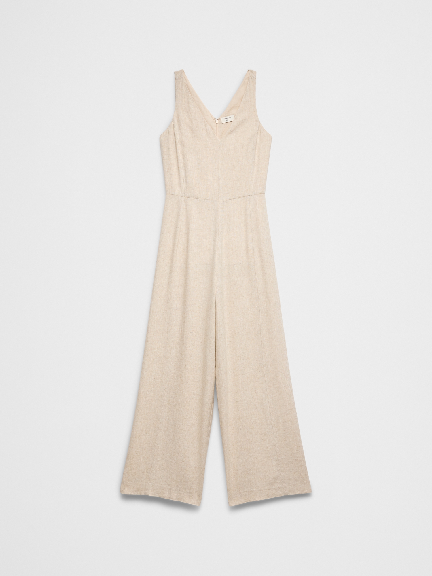 Image number 4 showing, Linen-Blend Vee-Neck Jumpsuit