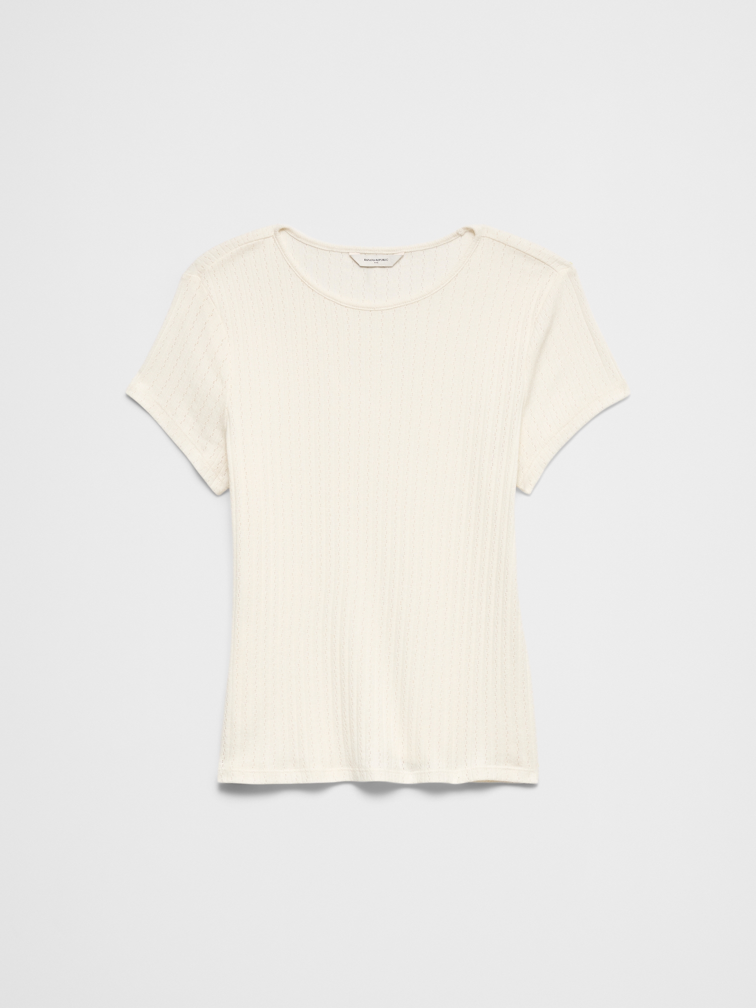 L'image numéro 4 présente T-shirt ajusté court en pointelle