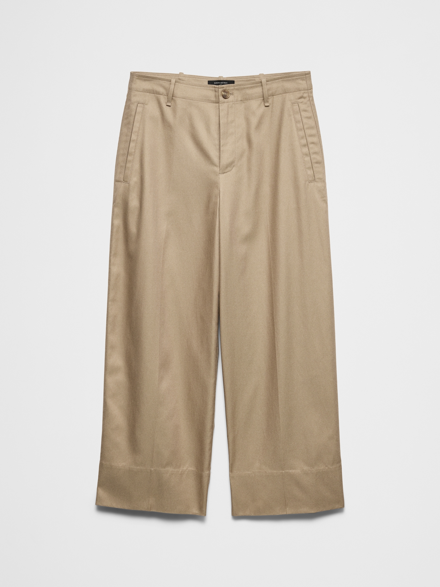 L'image numéro 4 présente Pantalon jambe large court à taille haute