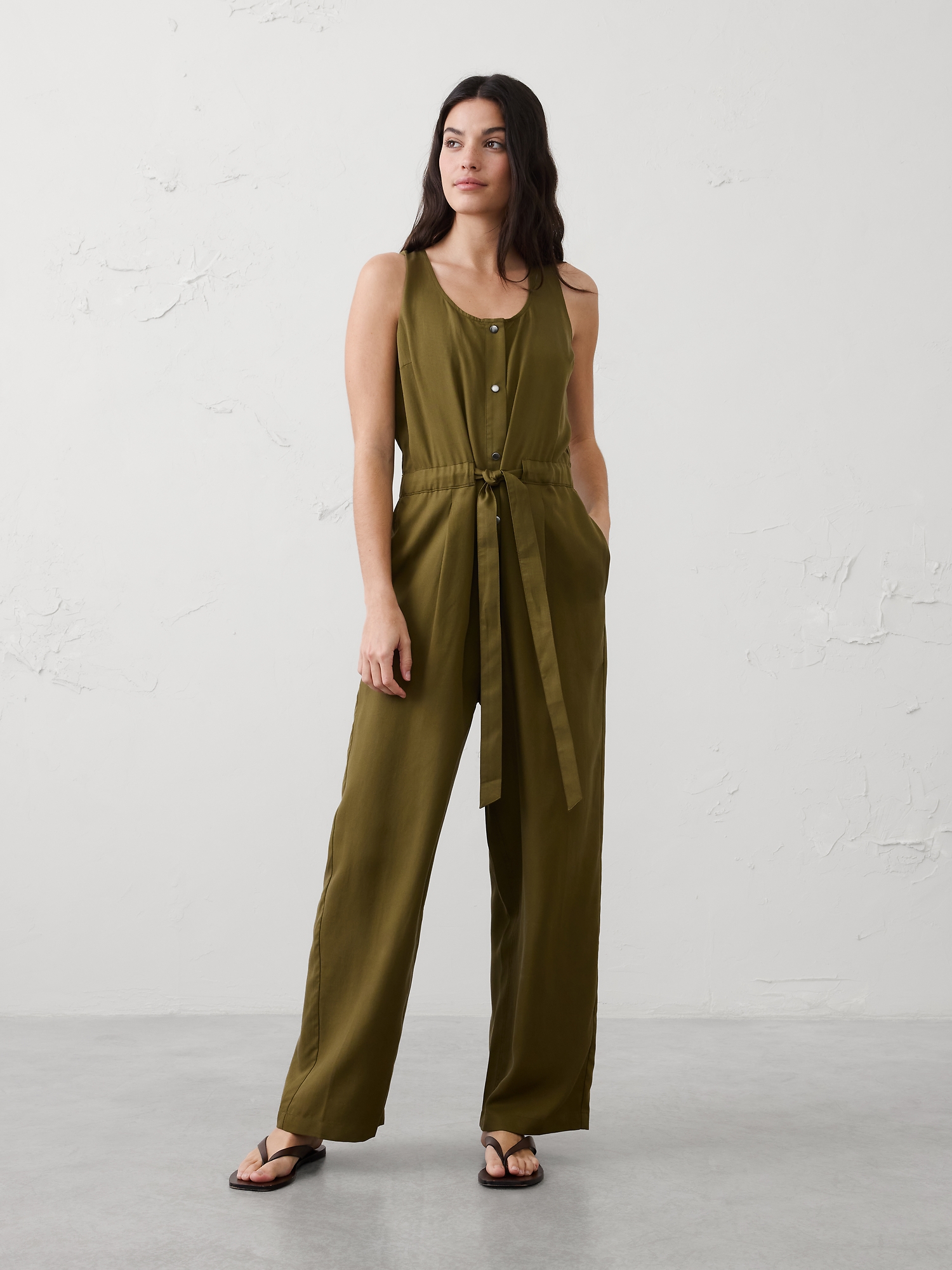 Image number 1 showing, Tencel Cinch-Waist Jumpsuit