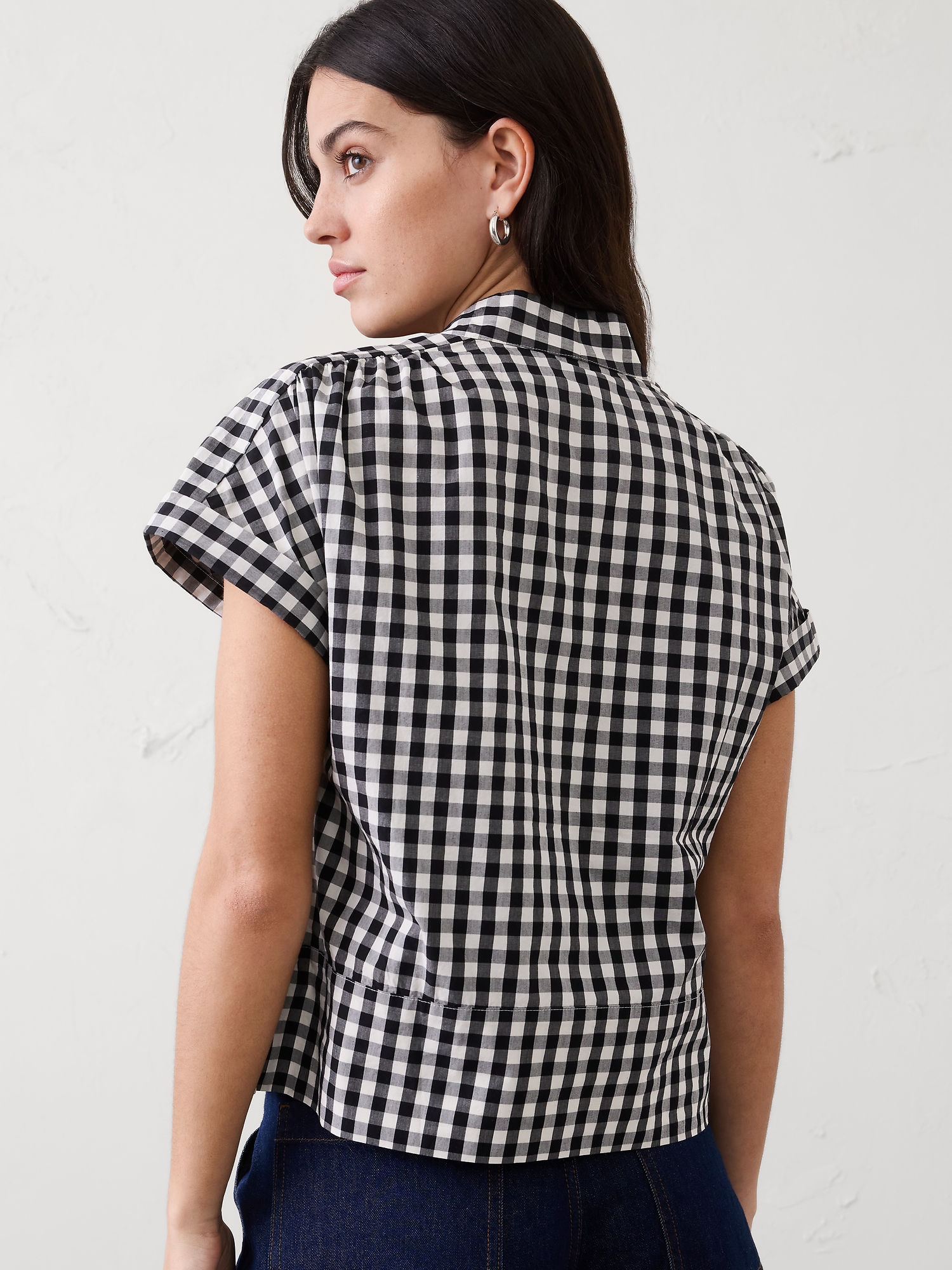 Image number 4 showing, Poplin Split-Neck Top