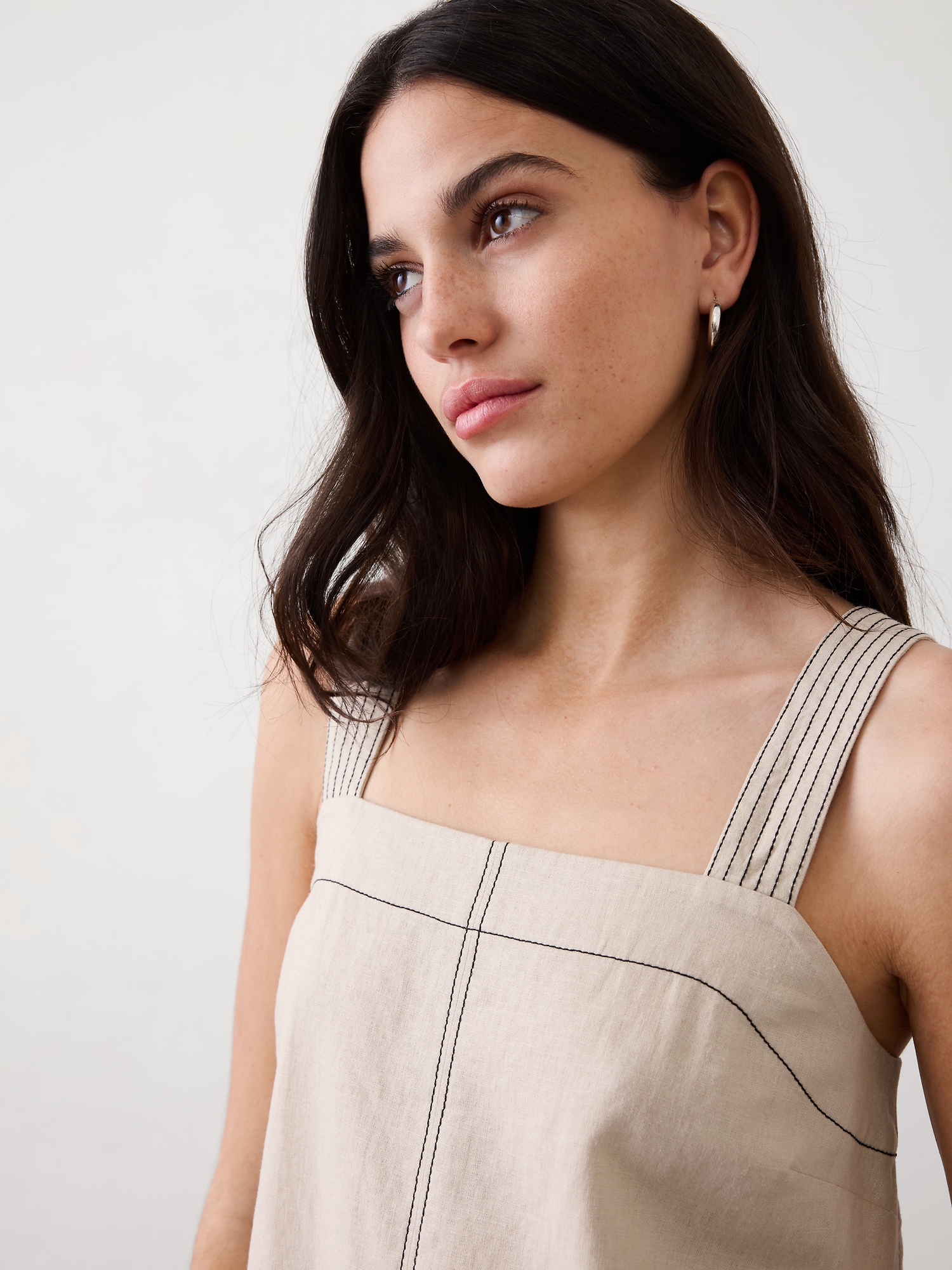 Image number 3 showing, Linen-Blend Trapunto Tank