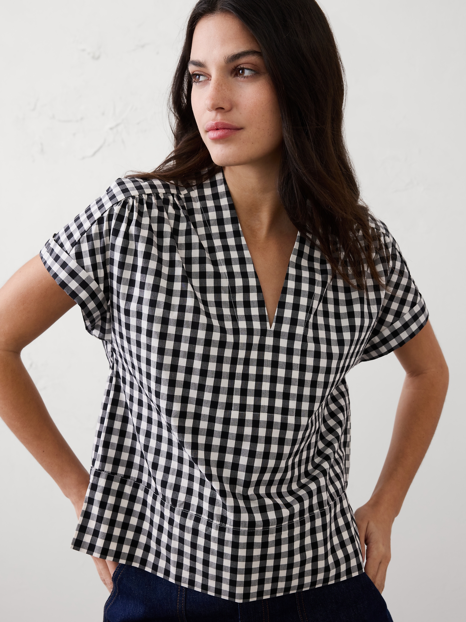 Image number 5 showing, Poplin Split-Neck Top
