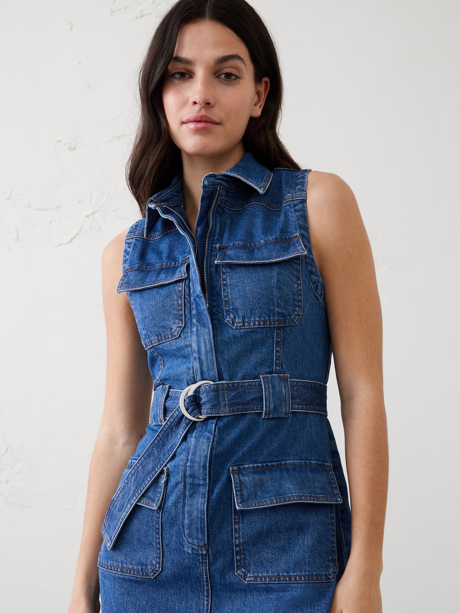 Image number 3 showing, Patchwork Denim Utility Mini Dress
