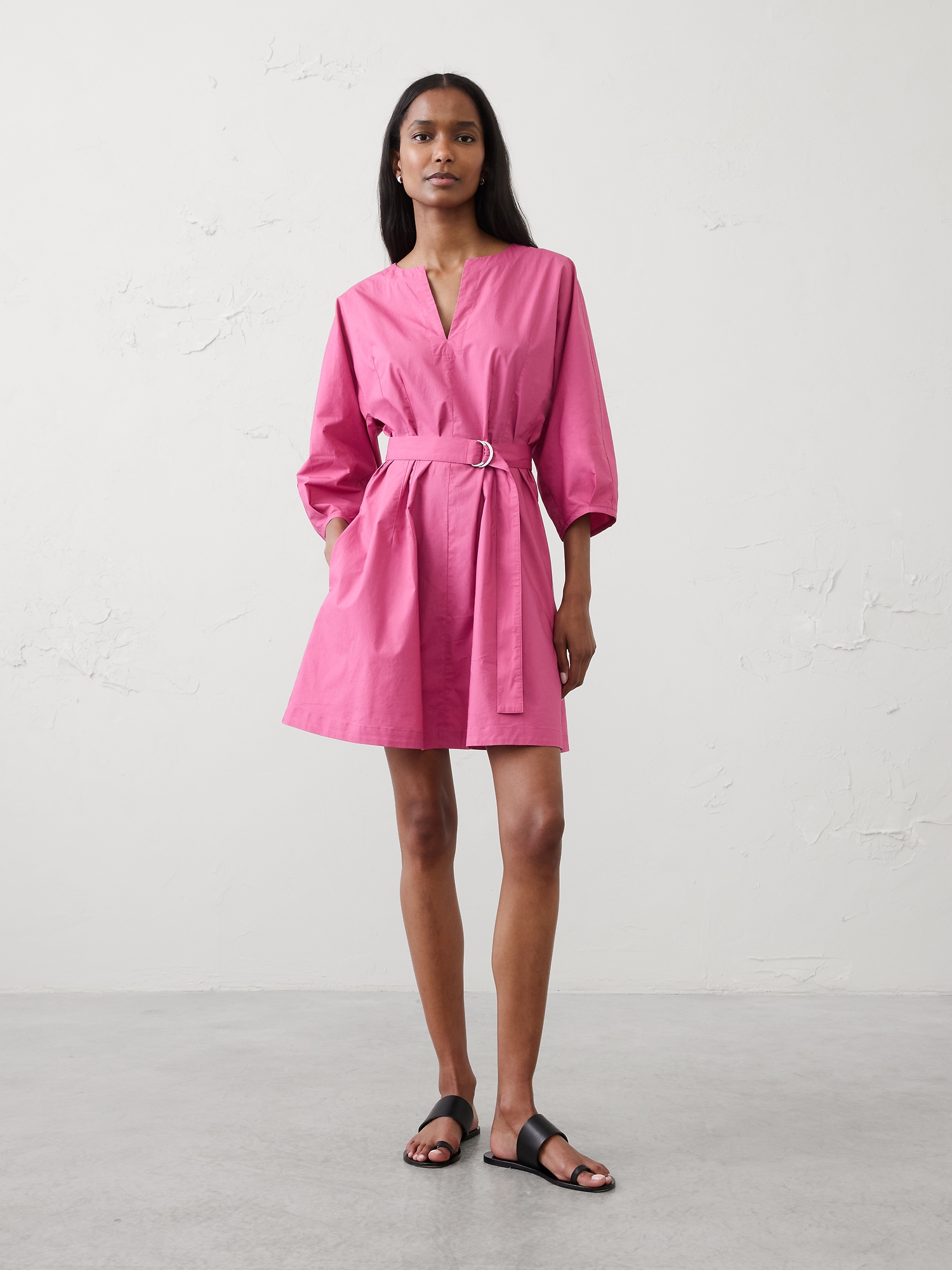 Image number 1 showing, Split-Crewneck Above-Knee Dress