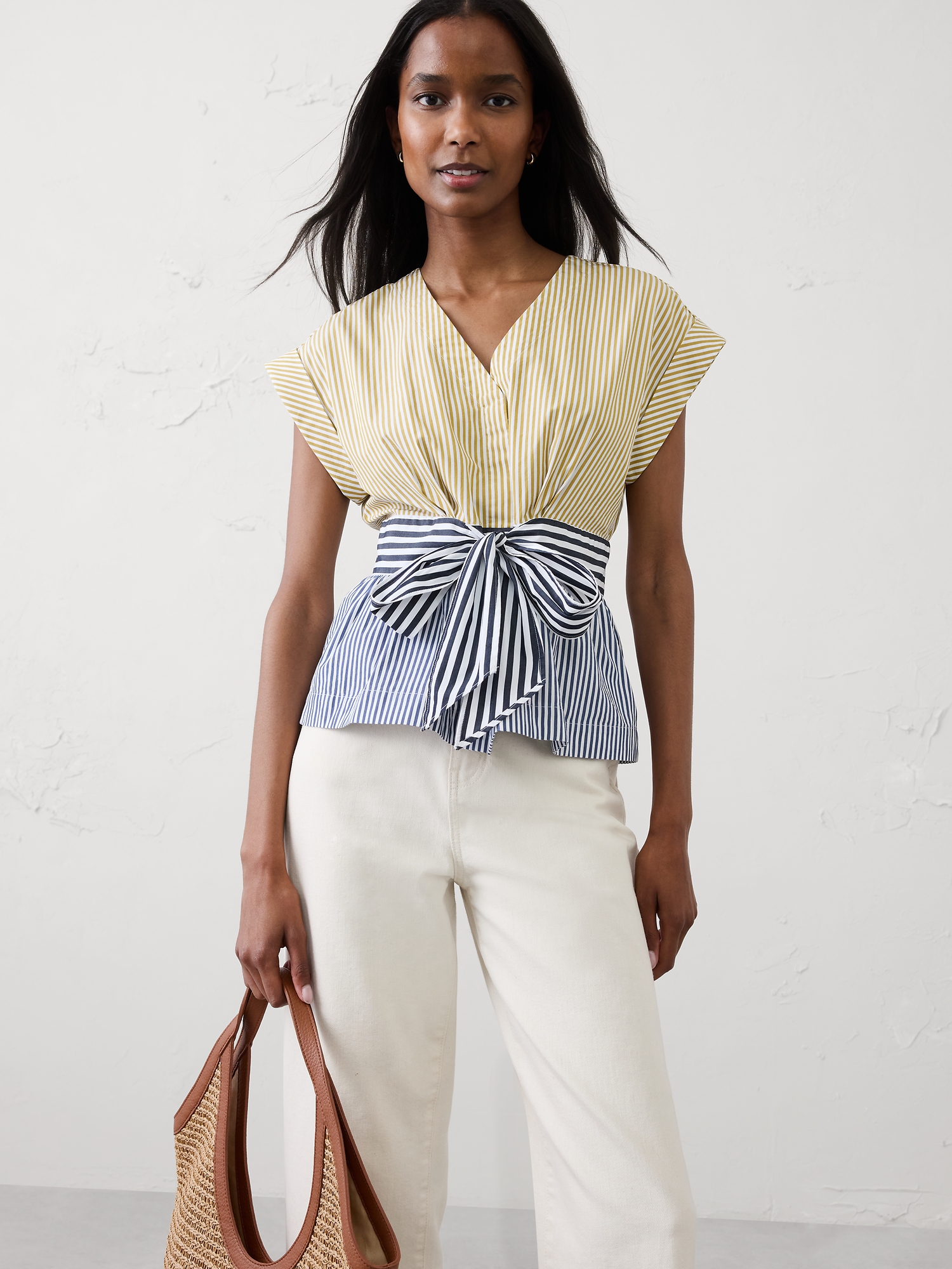 Image number 1 showing, Poplin Tie-Front Top