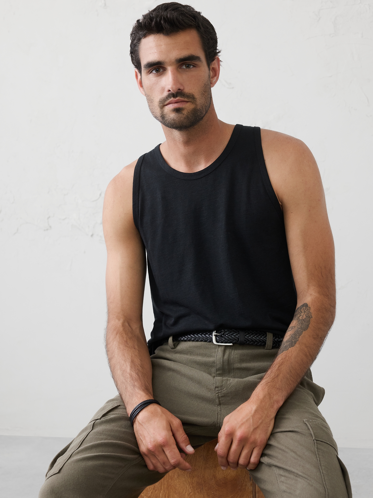 Image number 1 showing, Linen-Blend Tank